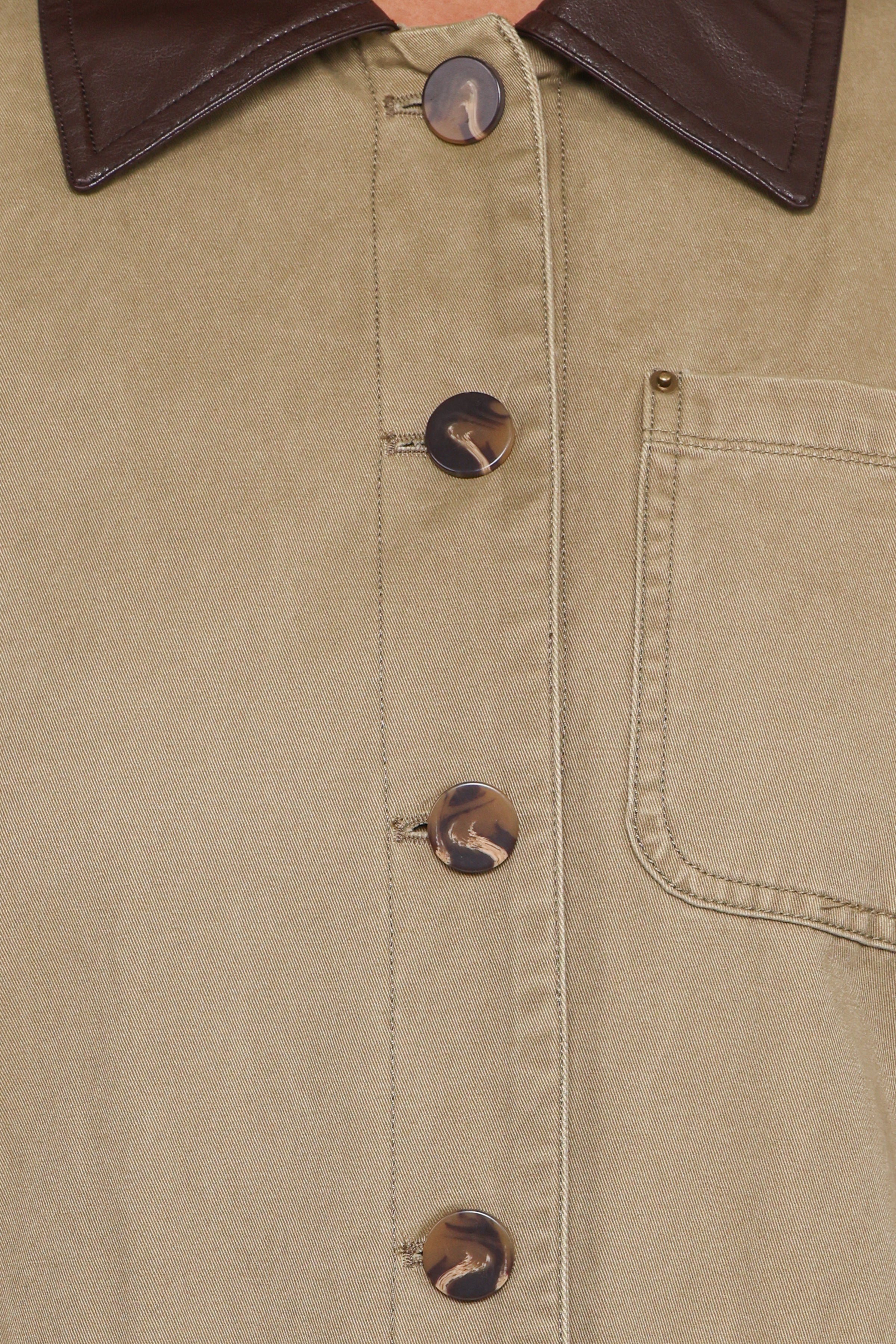 OUTERWEAR Elliot Contrast Collar Barn Jacket - Khaki