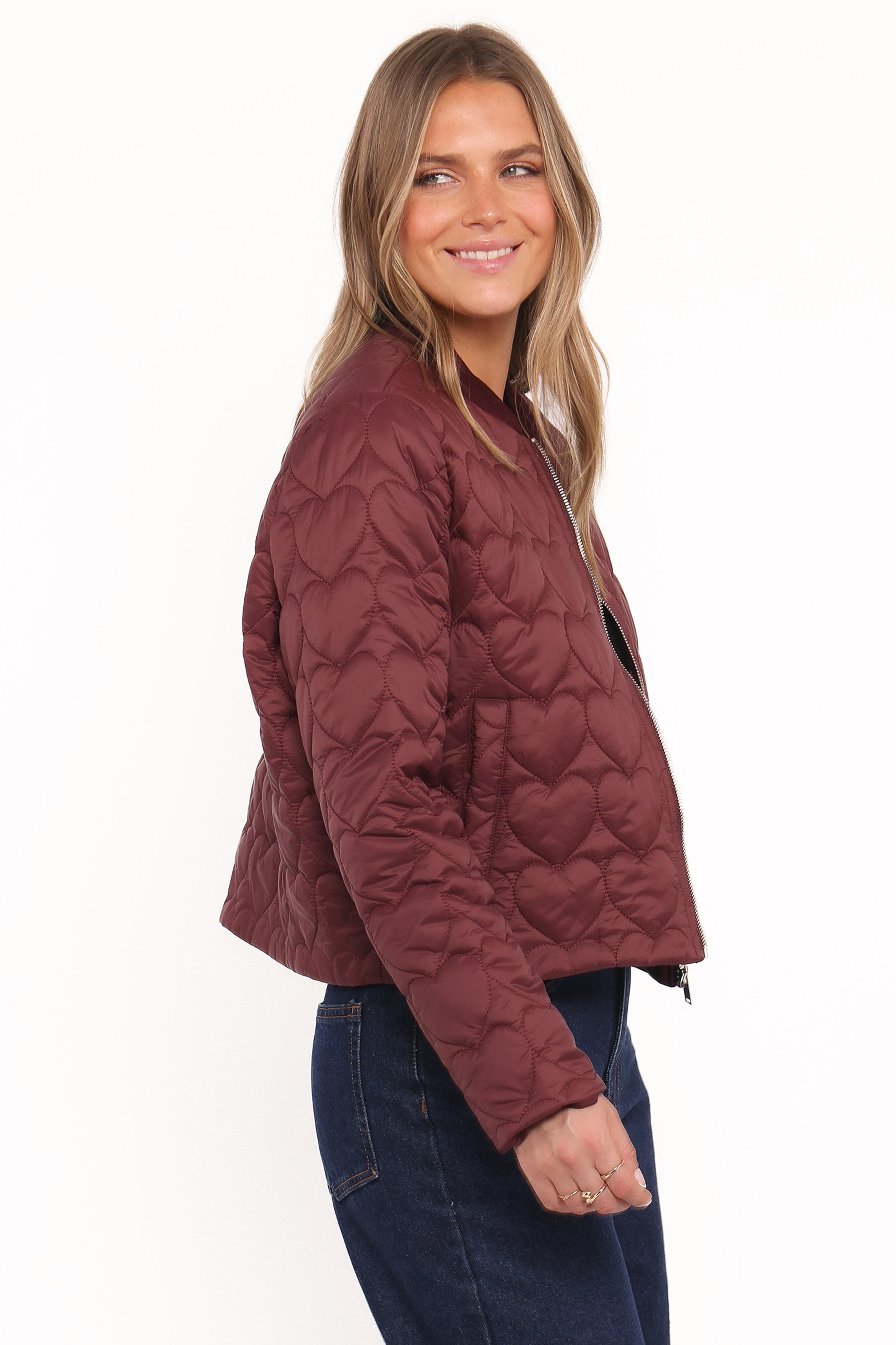 OUTERWEAR Genevieve Quilted Bomber - Cherry