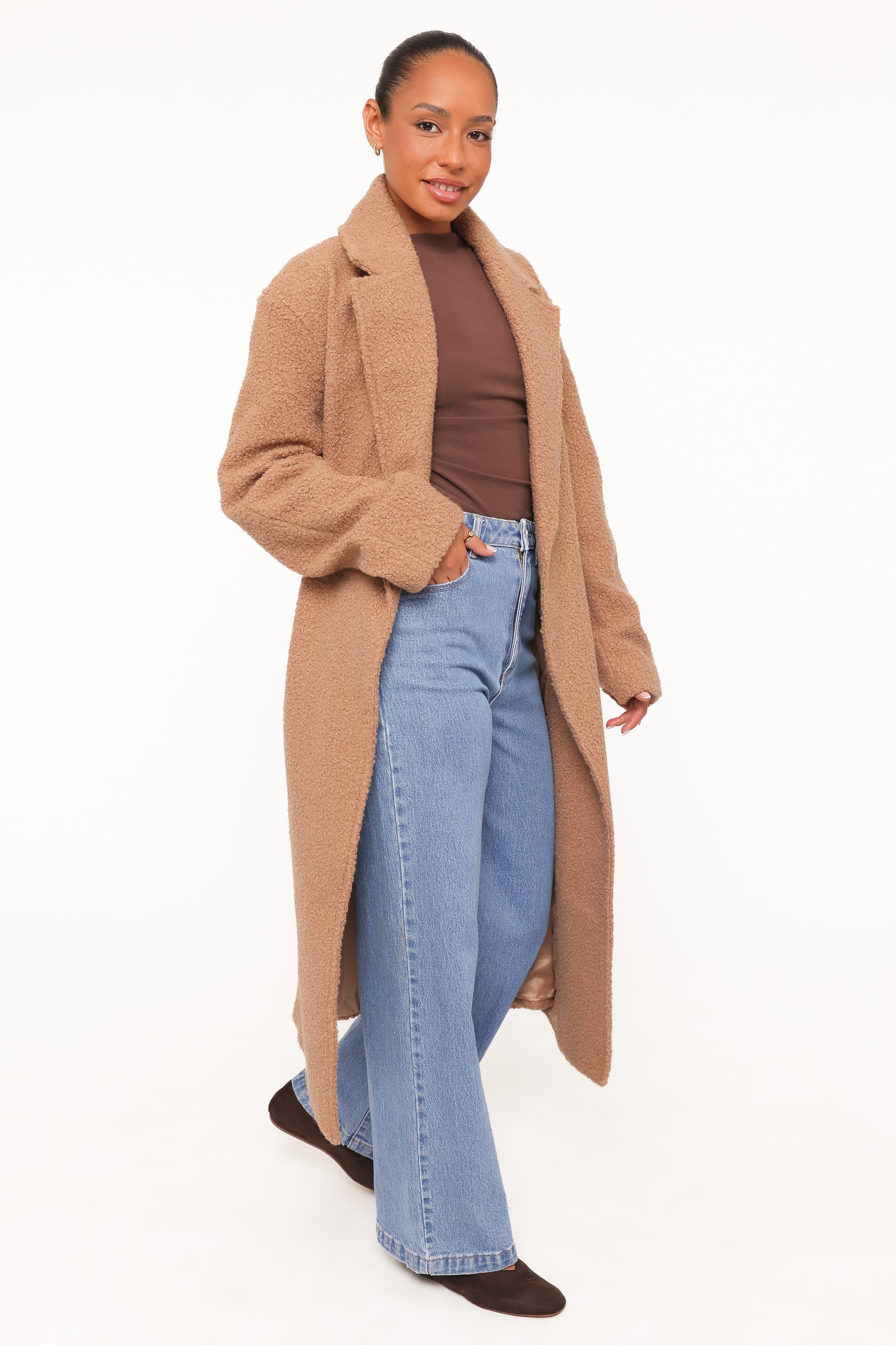 OUTERWEAR Goodie Shearling Coat - Camel