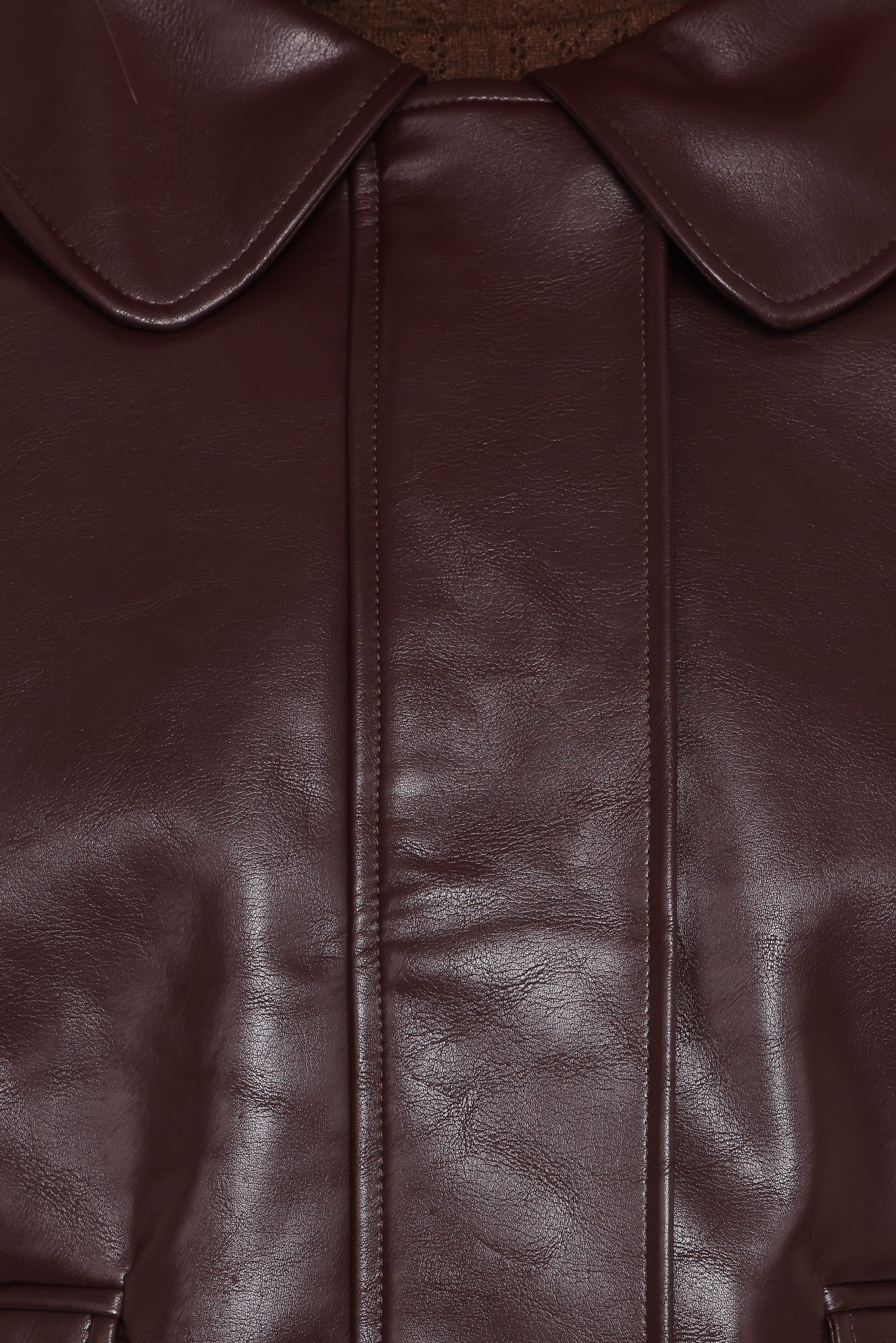 OUTERWEAR Haylie Crop Faux Leather Jacket - Burgundy