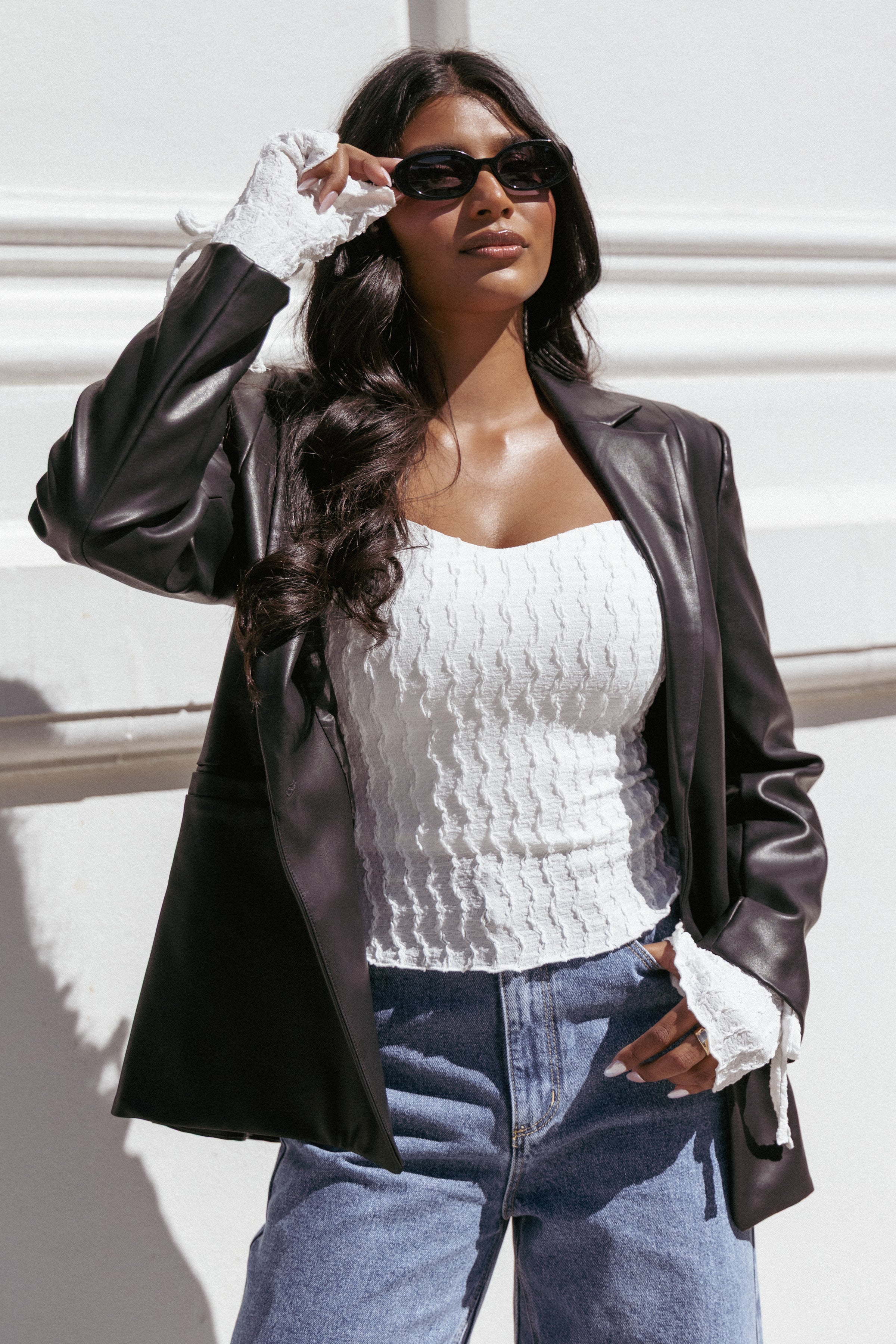 OUTERWEAR Jamie Faux Leather Blazer - Black