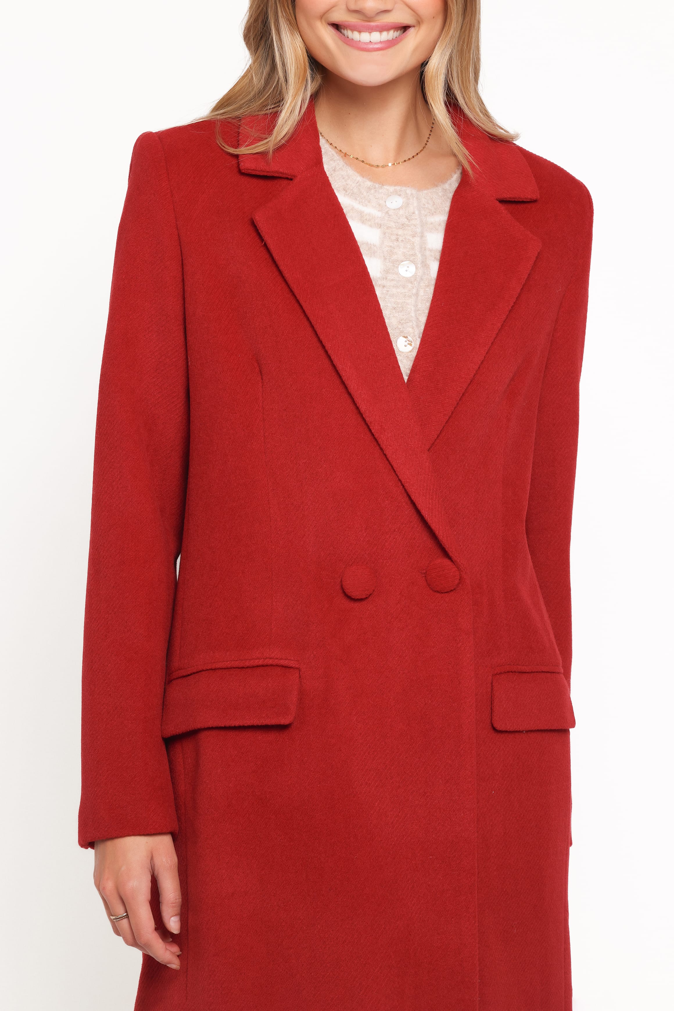 OUTERWEAR Jett Long Blazer Coat - Red