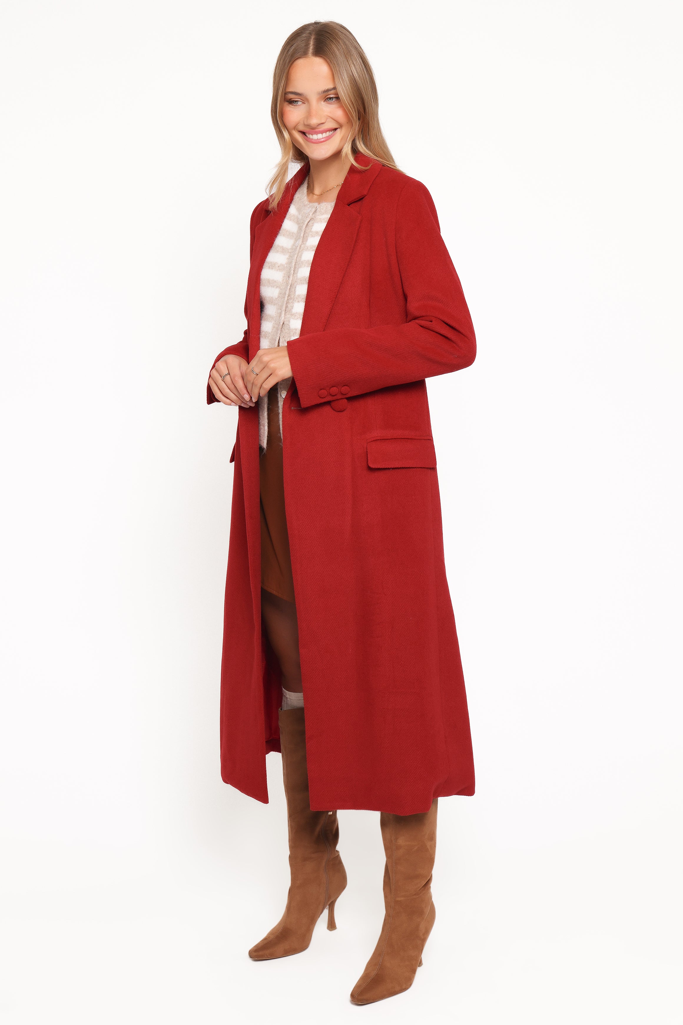 OUTERWEAR Jett Long Blazer Coat - Red