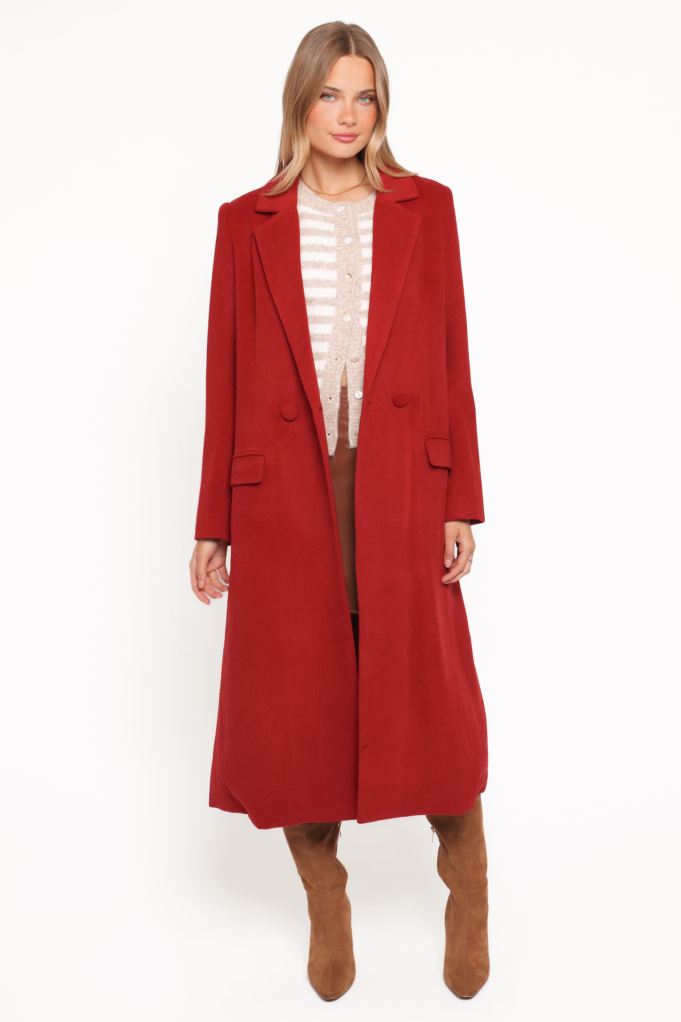 OUTERWEAR Jett Long Blazer Coat - Red