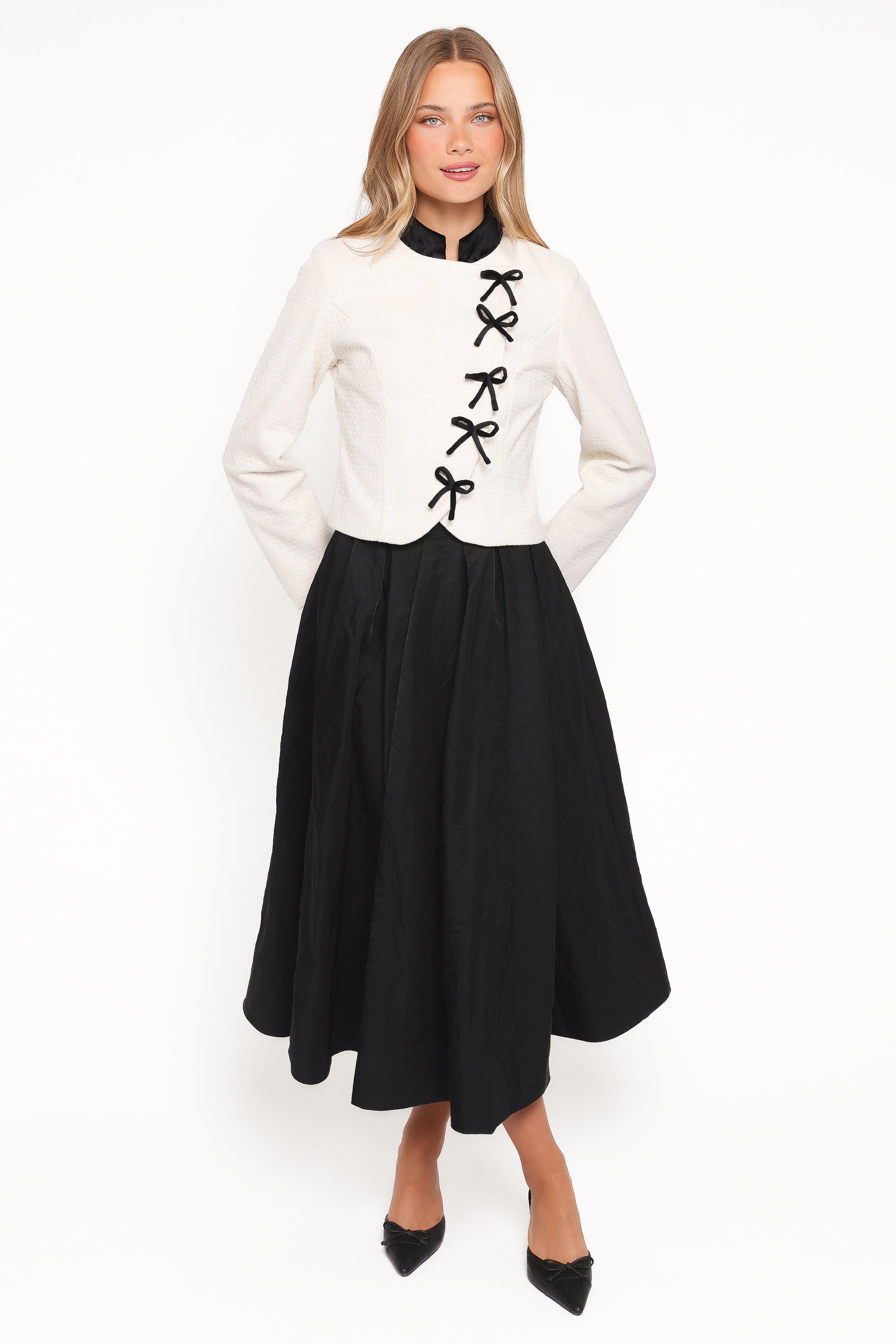 OUTERWEAR Jorah Twill Cropped Bow Jacket - Cream
