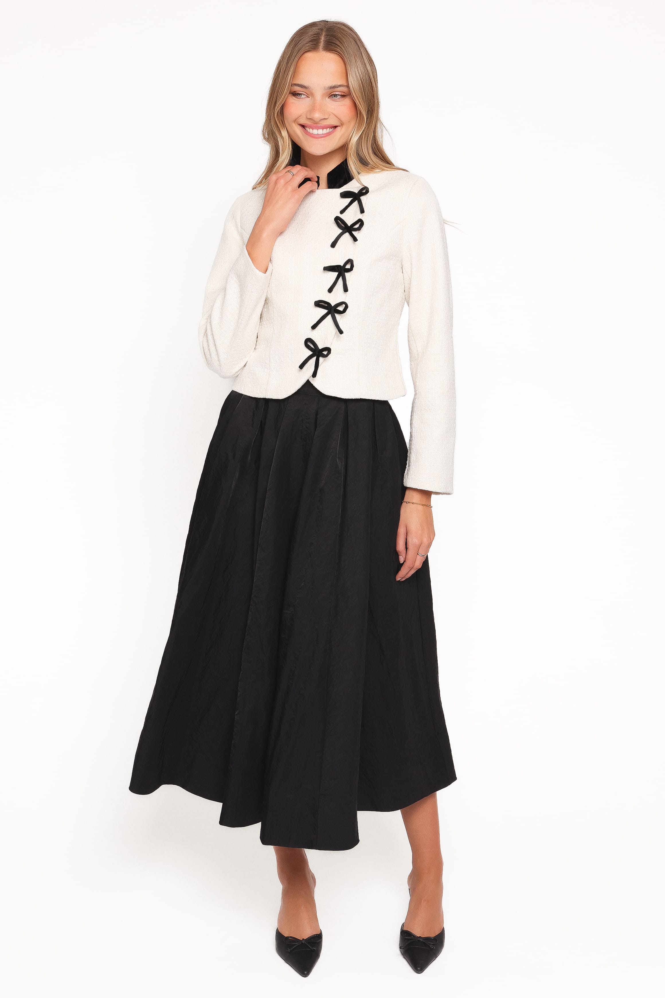 OUTERWEAR Jorah Twill Cropped Bow Jacket - Cream