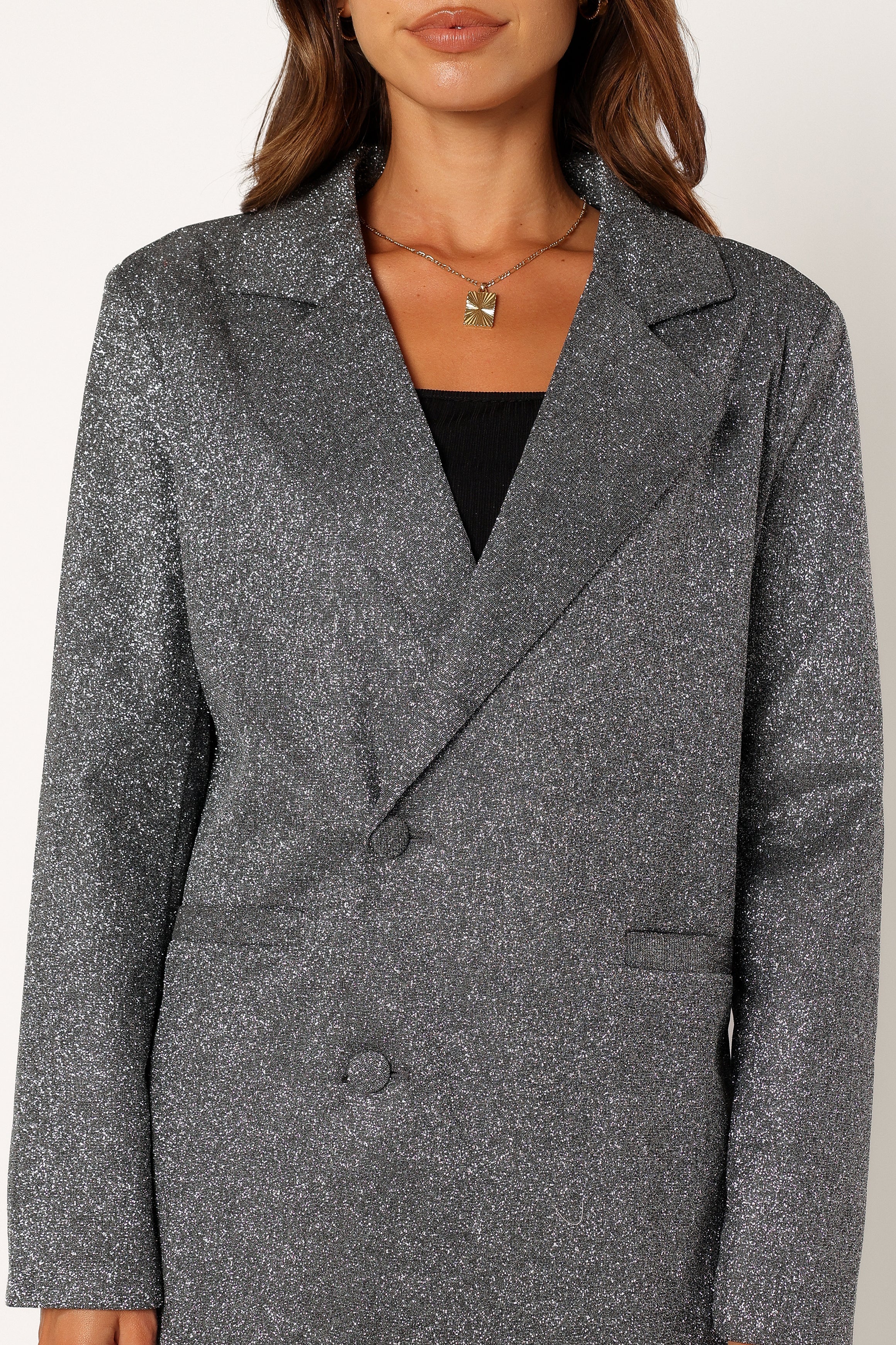 OUTERWEAR @Kaliyah Shimmer Blazer - Black