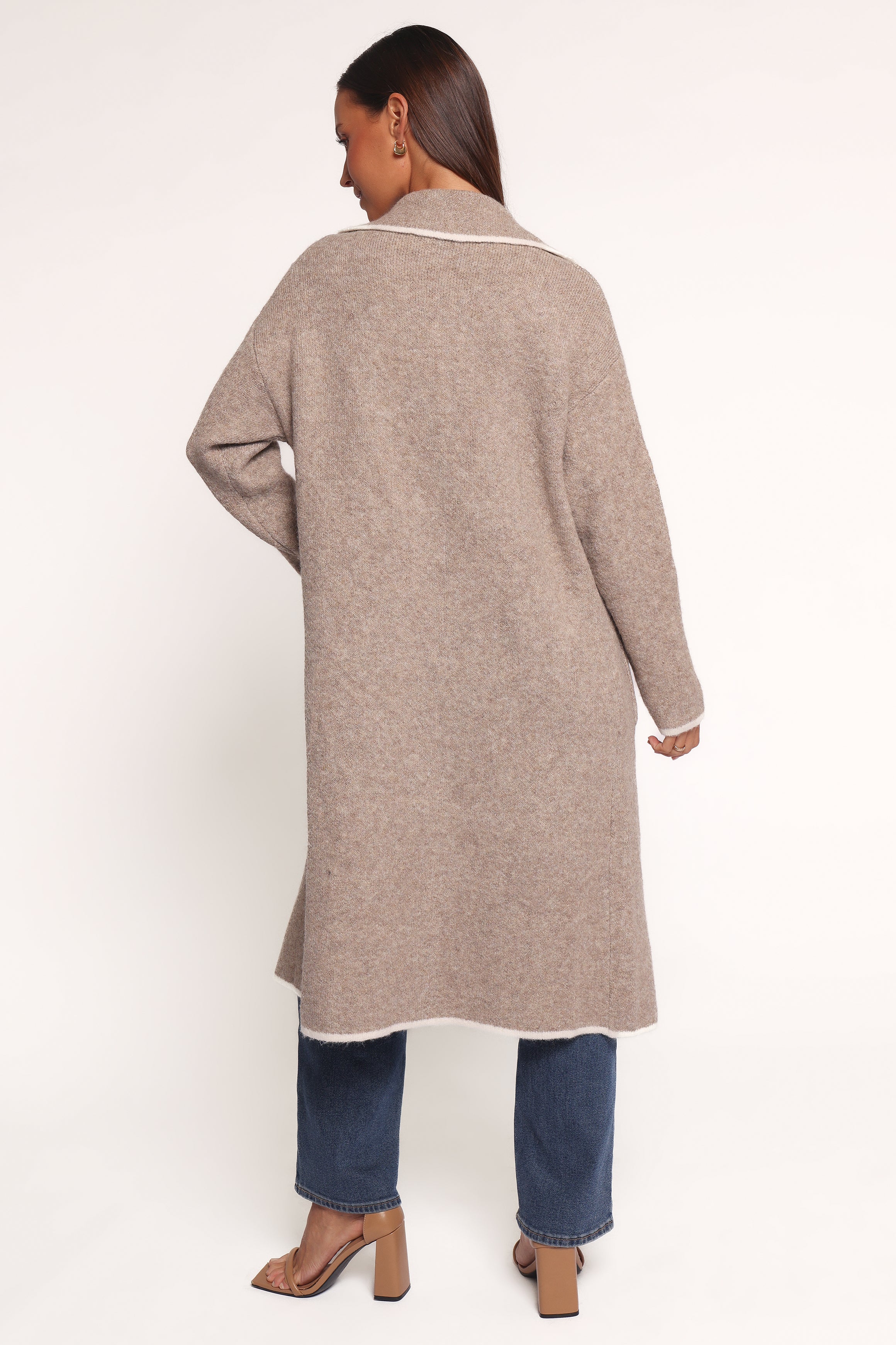 OUTERWEAR Katia Contrast Trim Coatigan - Beige