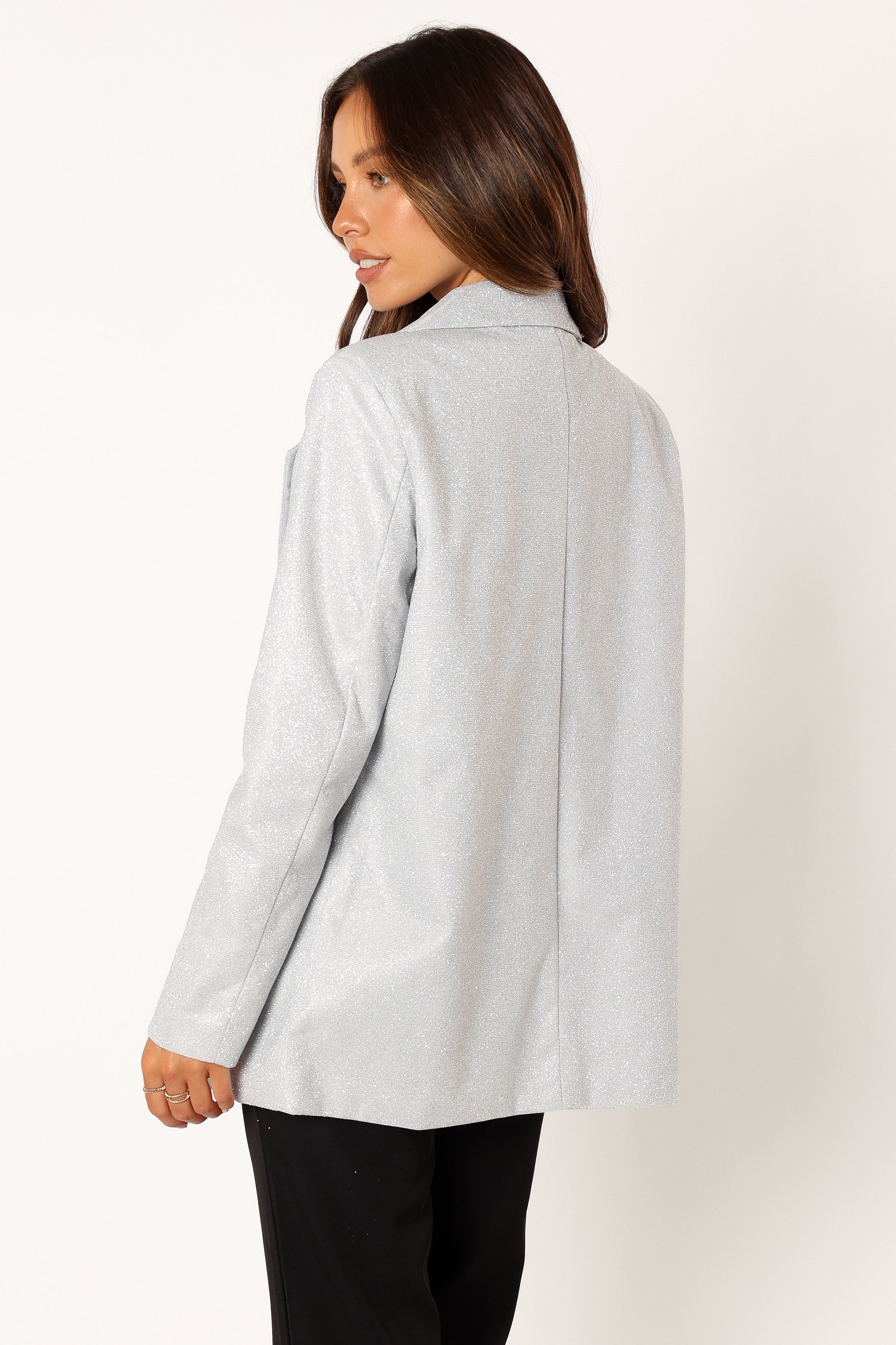 OUTERWEAR @Kensley Shimmer Single Button Blazer - Cream