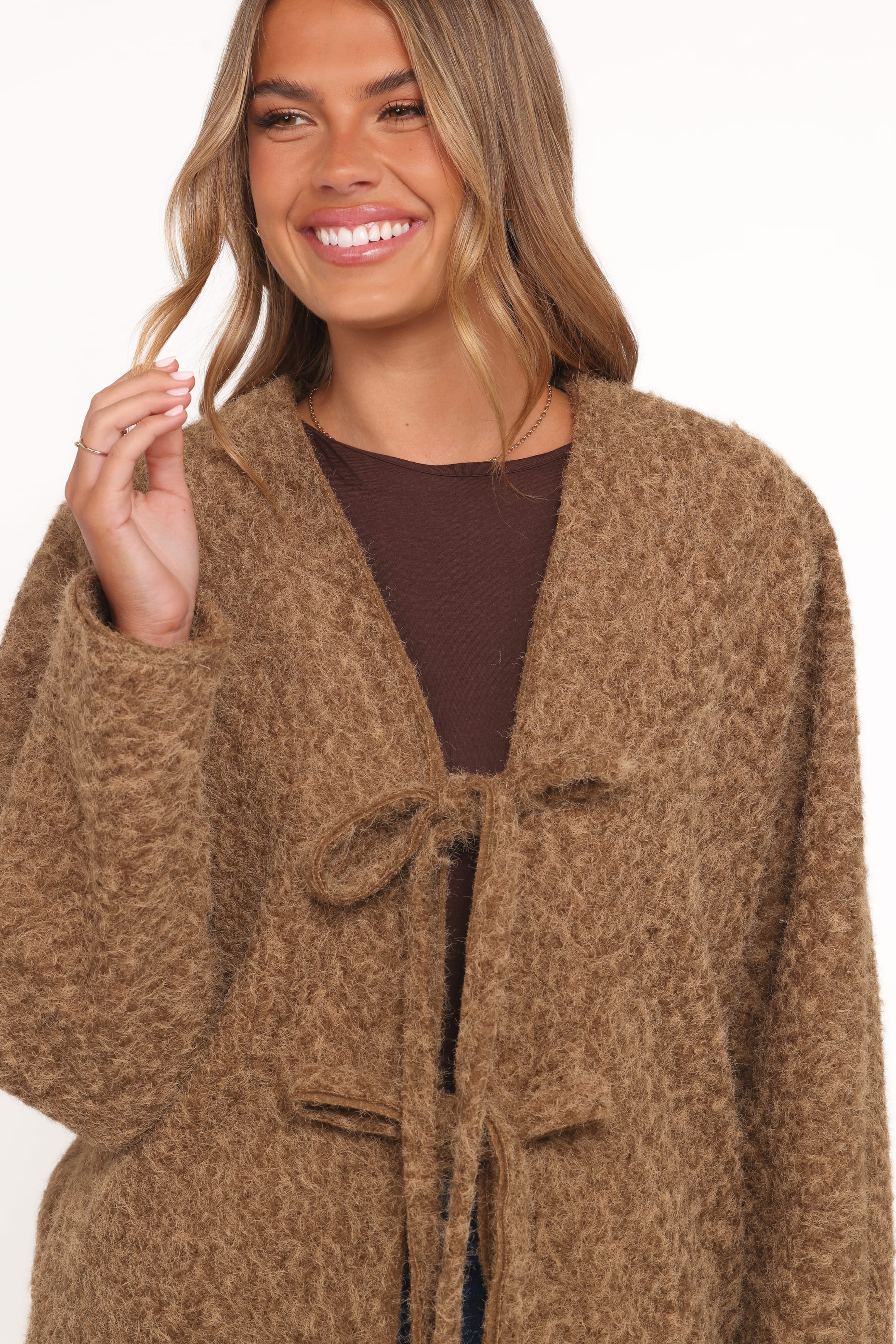 OUTERWEAR Kimmy Bow Oversized Cardigan - Moss