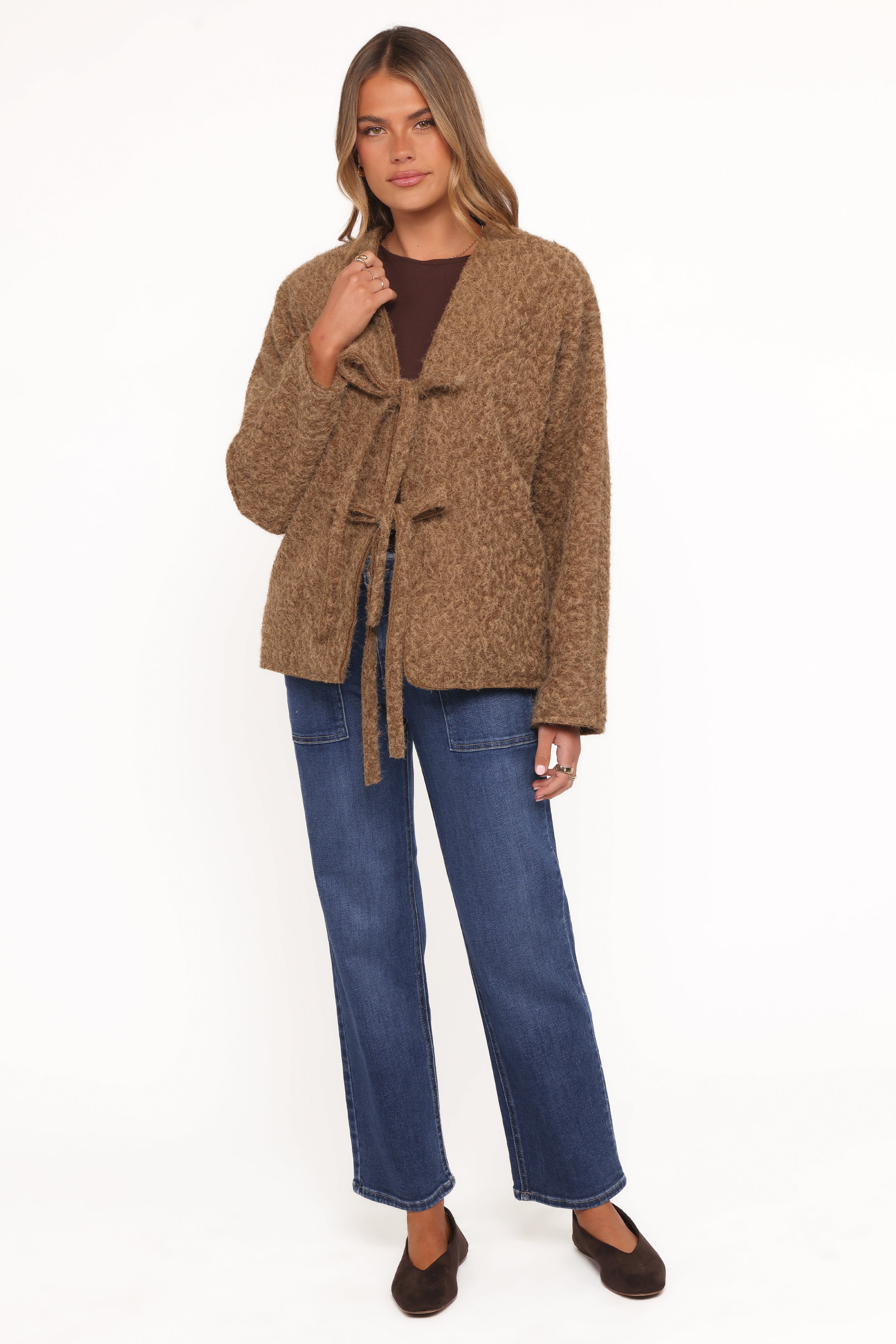OUTERWEAR Kimmy Bow Oversized Cardigan - Moss
