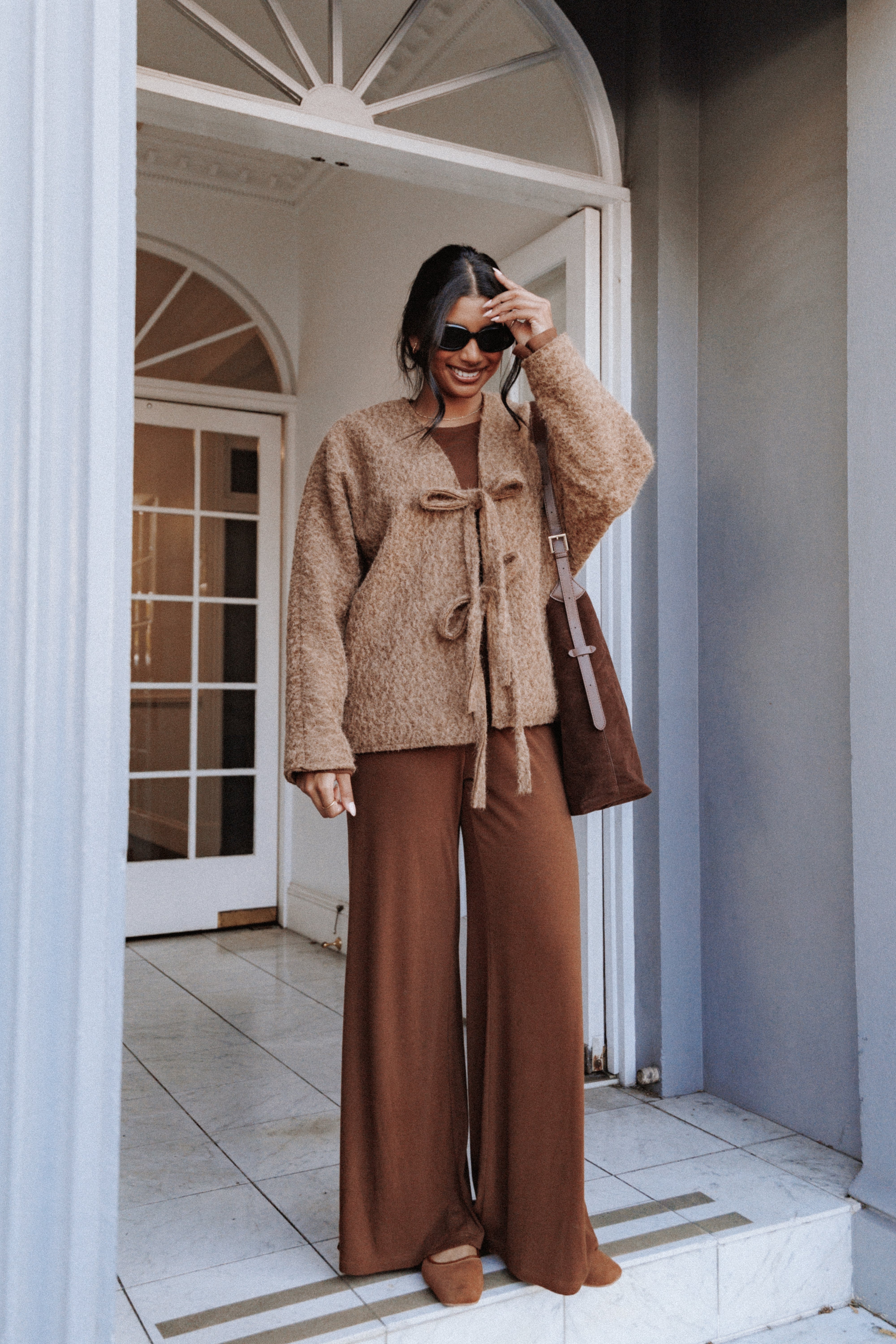 OUTERWEAR Kimmy Bow Oversized Cardigan - Moss
