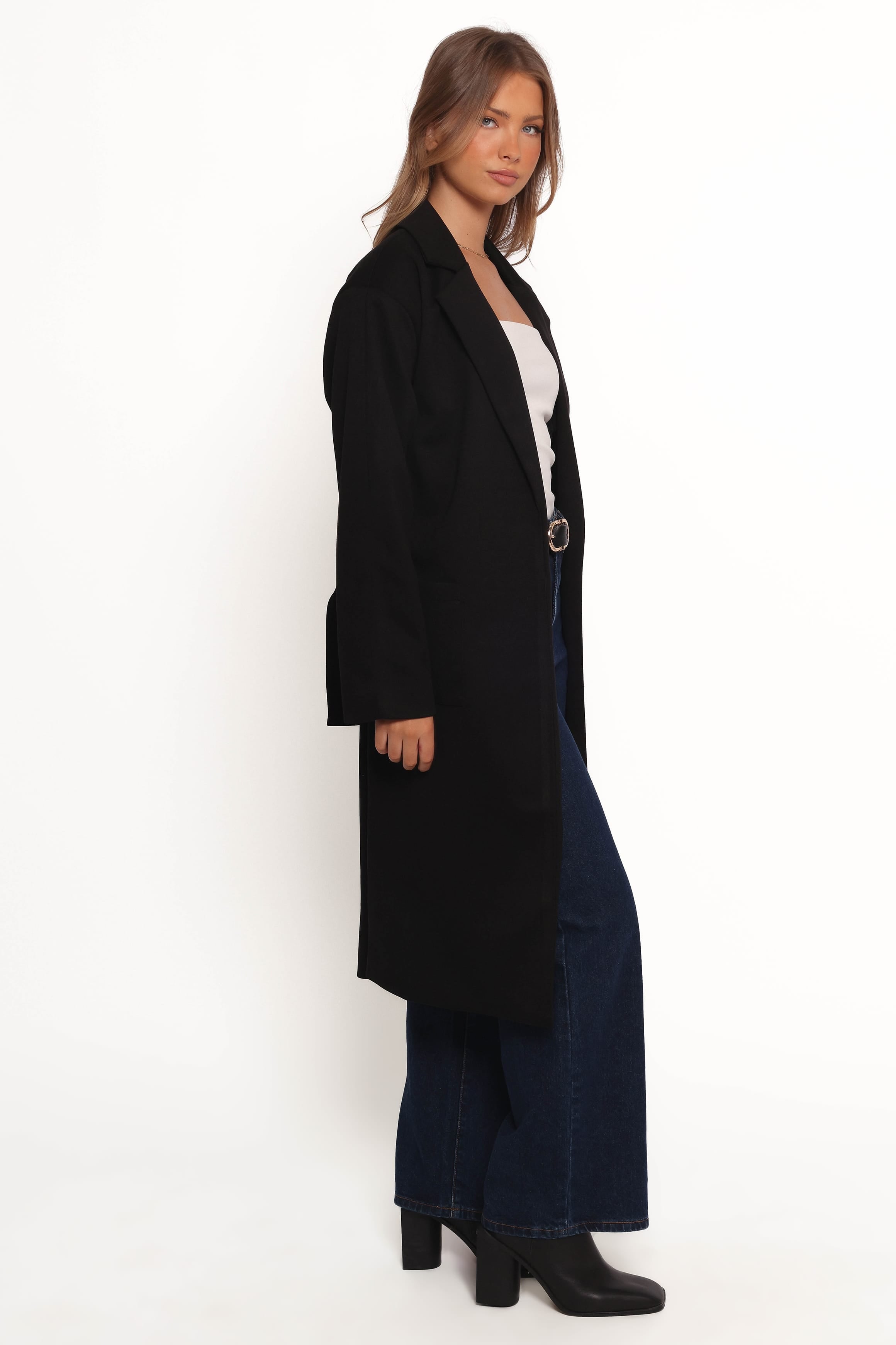 OUTERWEAR Kloss Tie Front Long Coat - Black