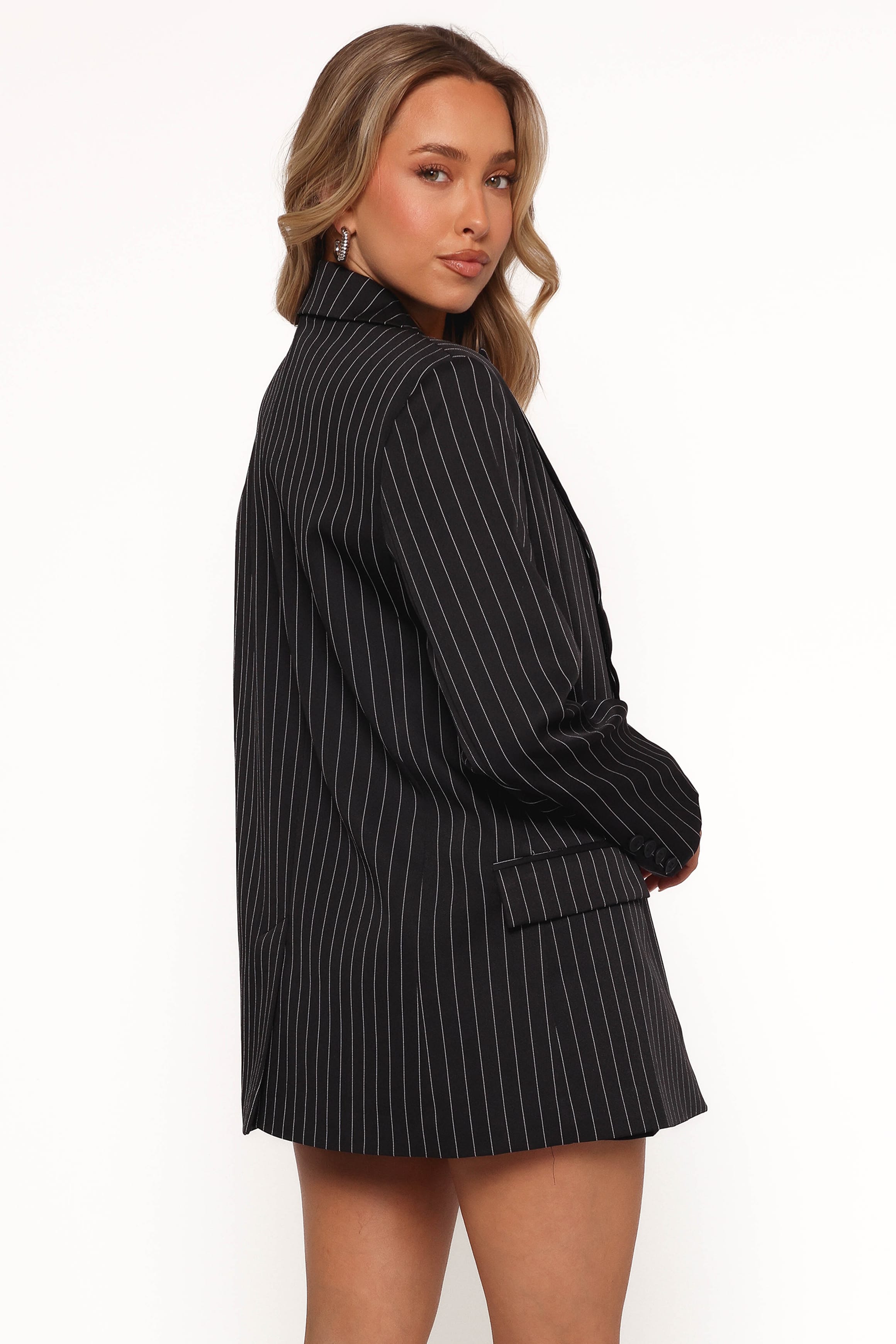 OUTERWEAR Livia Striped Blazer - Black