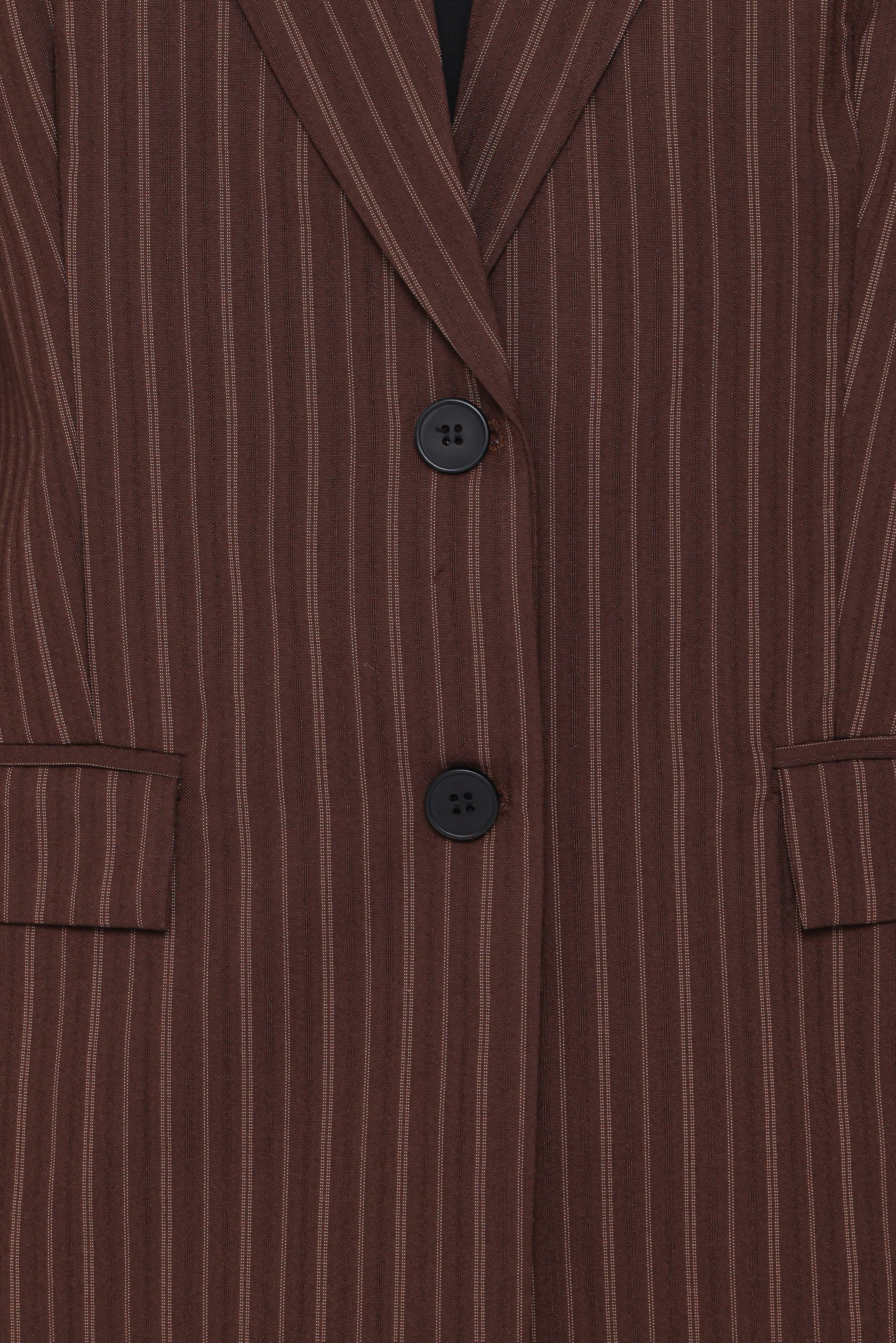 OUTERWEAR Livia Striped Blazer - Chocolate