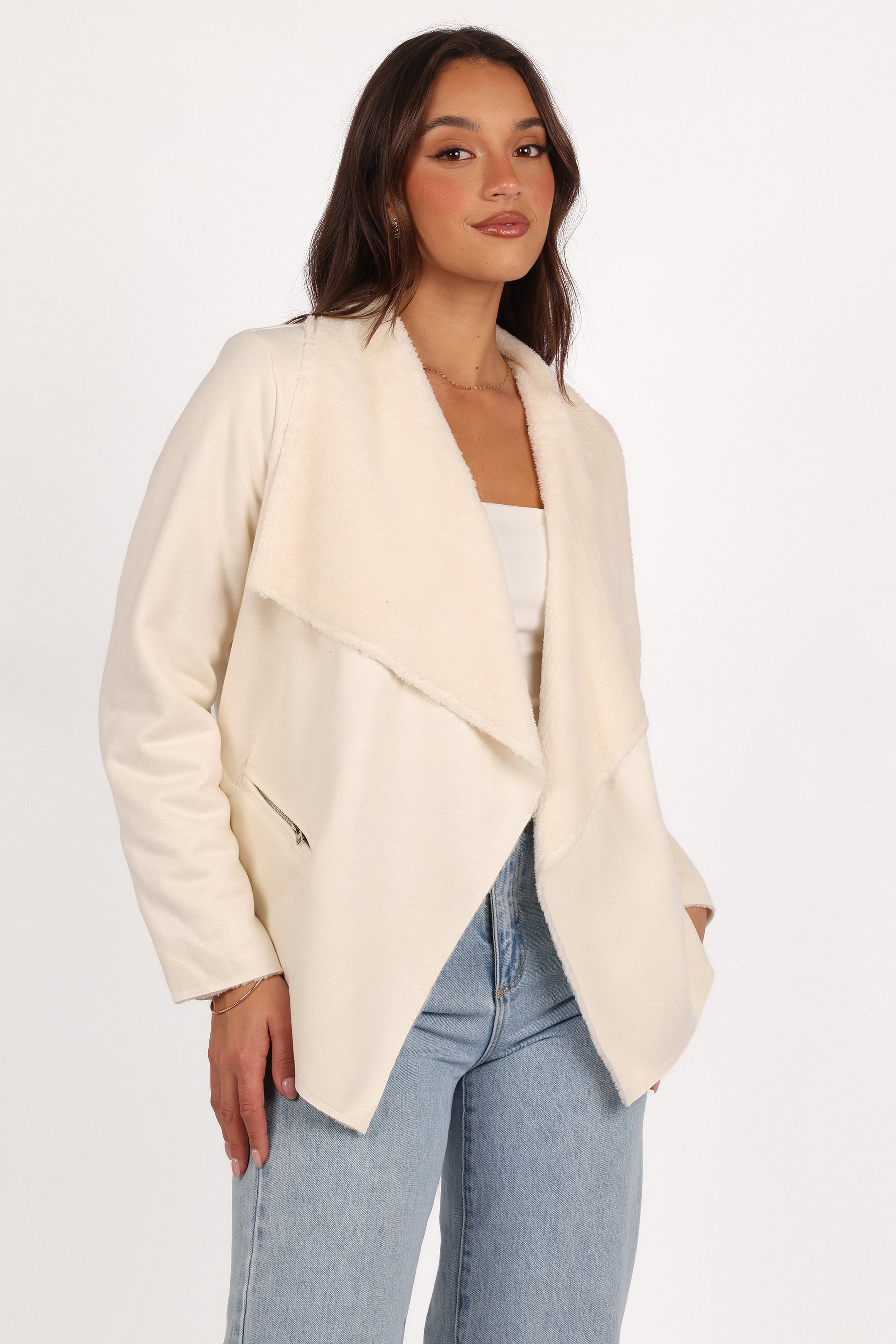 OUTERWEAR Lopez Faux Sherling Jacket - Cream