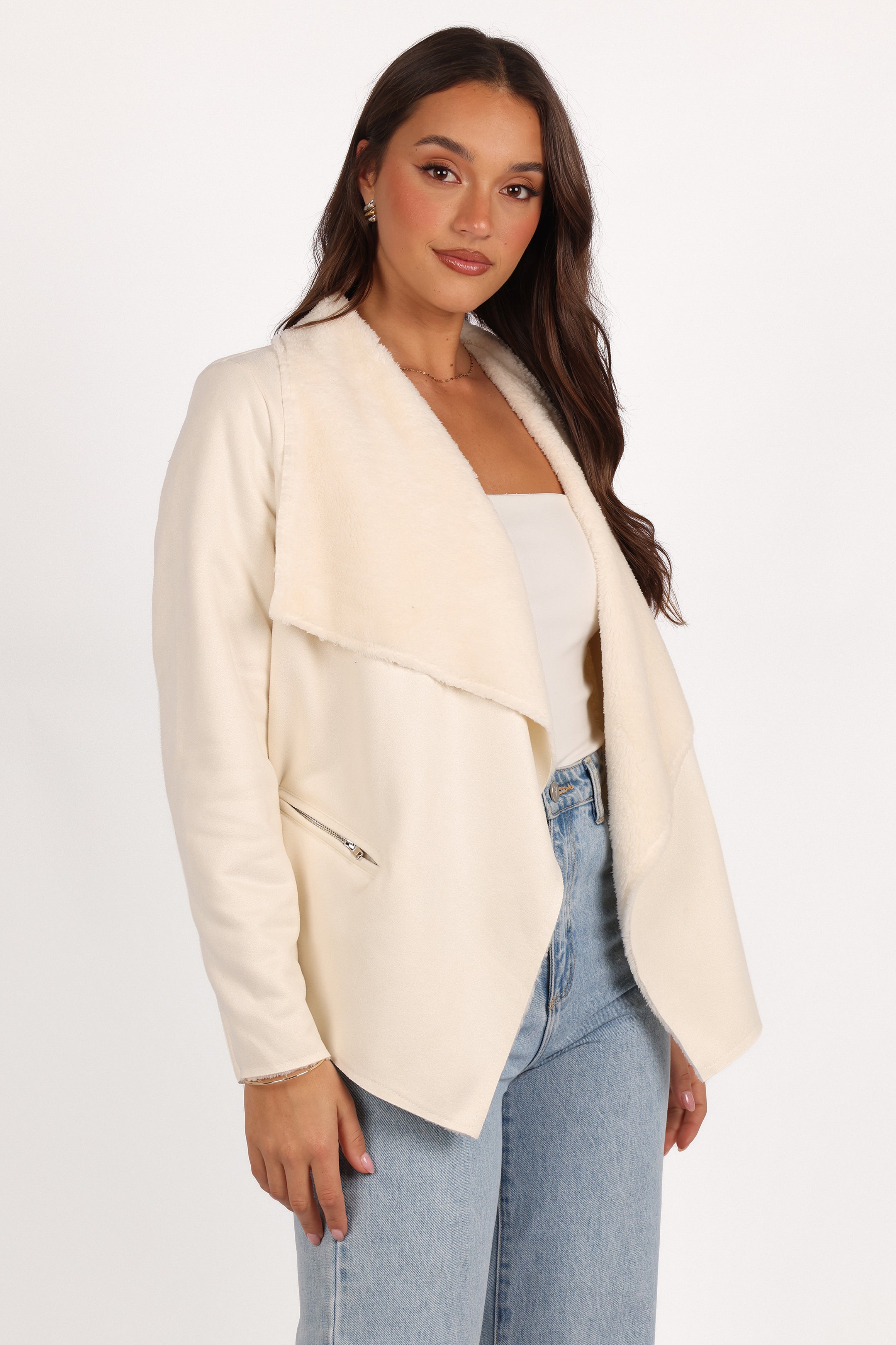 OUTERWEAR Lopez Faux Sherling Jacket - Cream