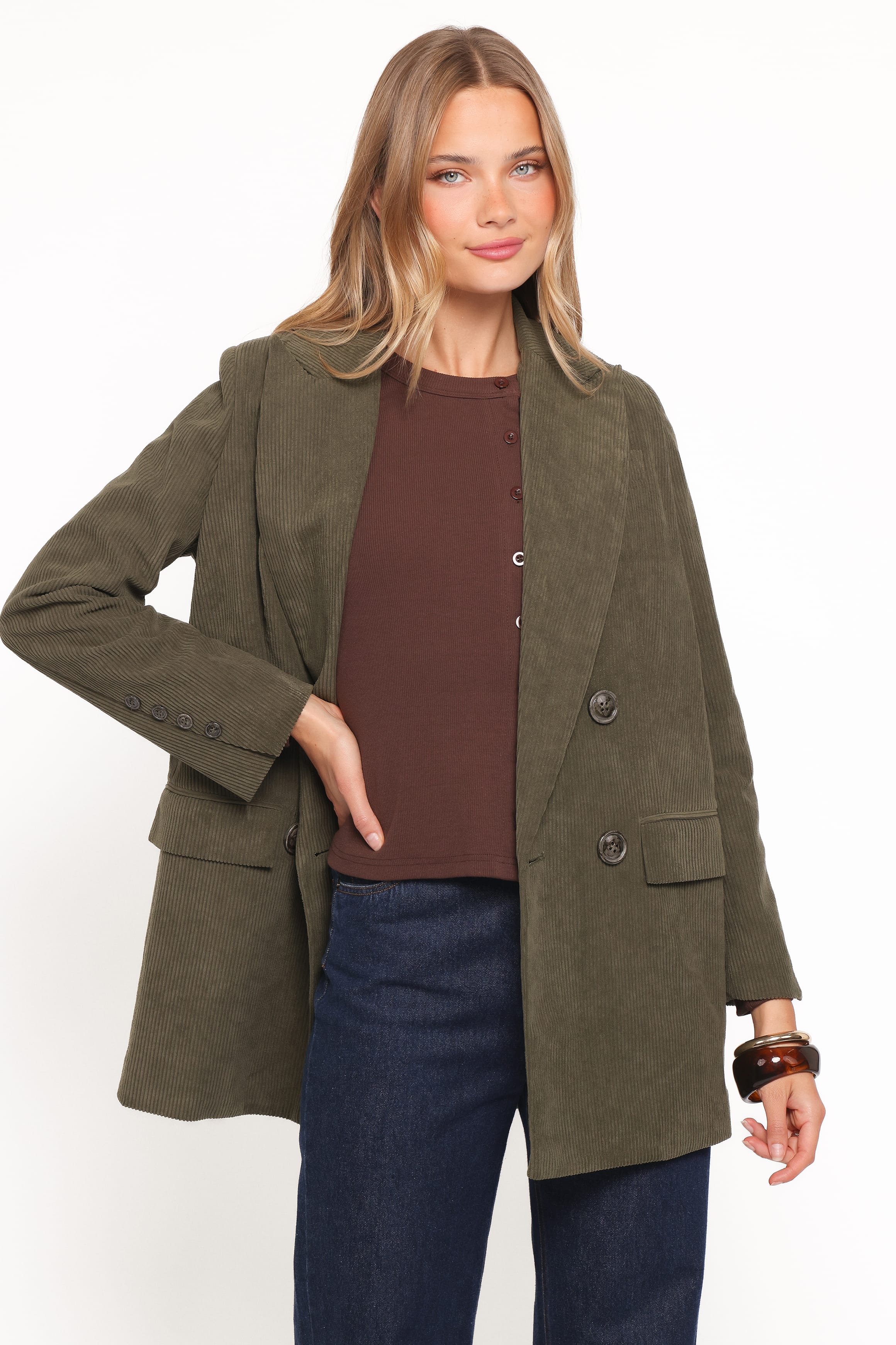 OUTERWEAR Madi Corduroy Blazer - Olive