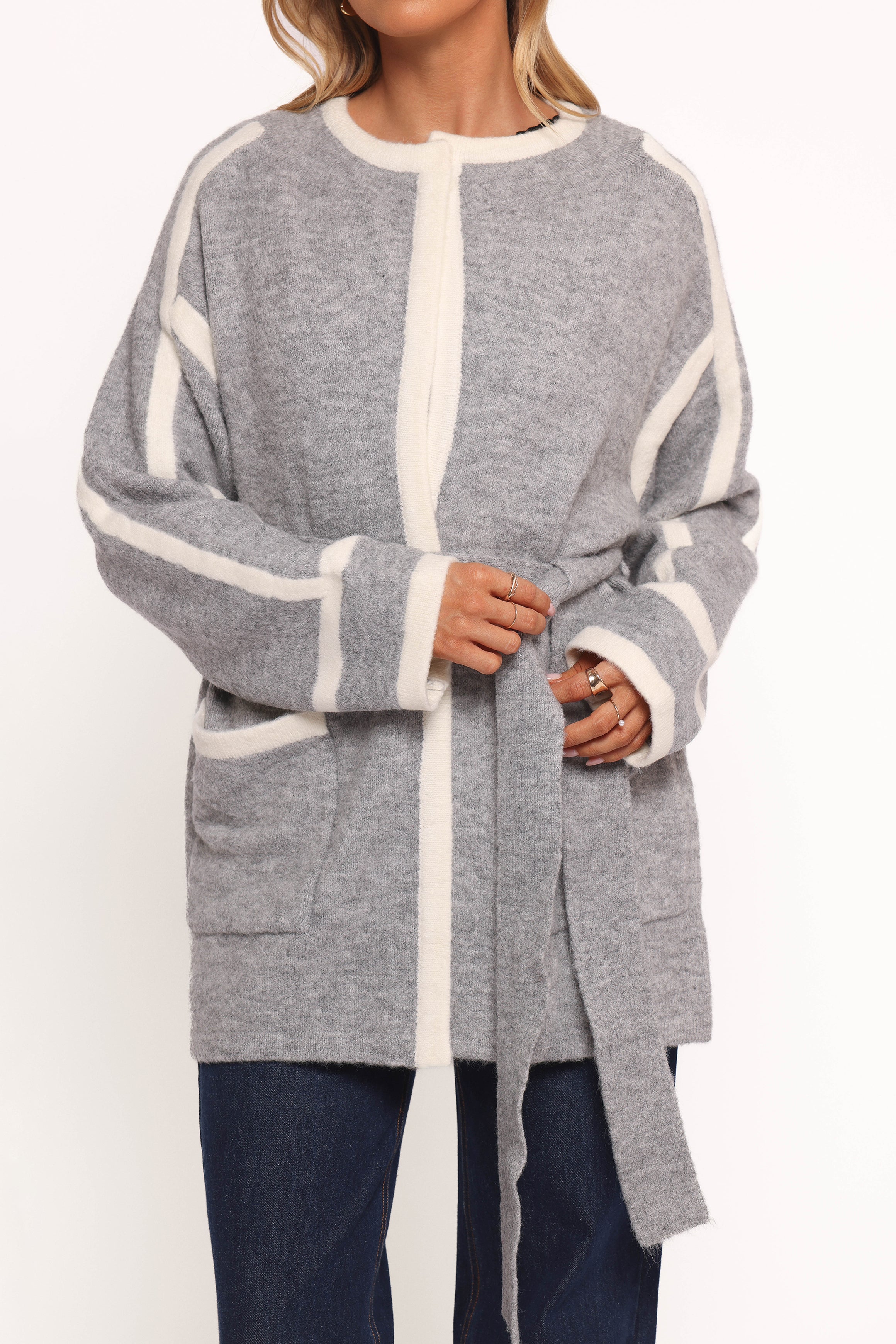 OUTERWEAR Maloney Tie Front Coatigan - Grey