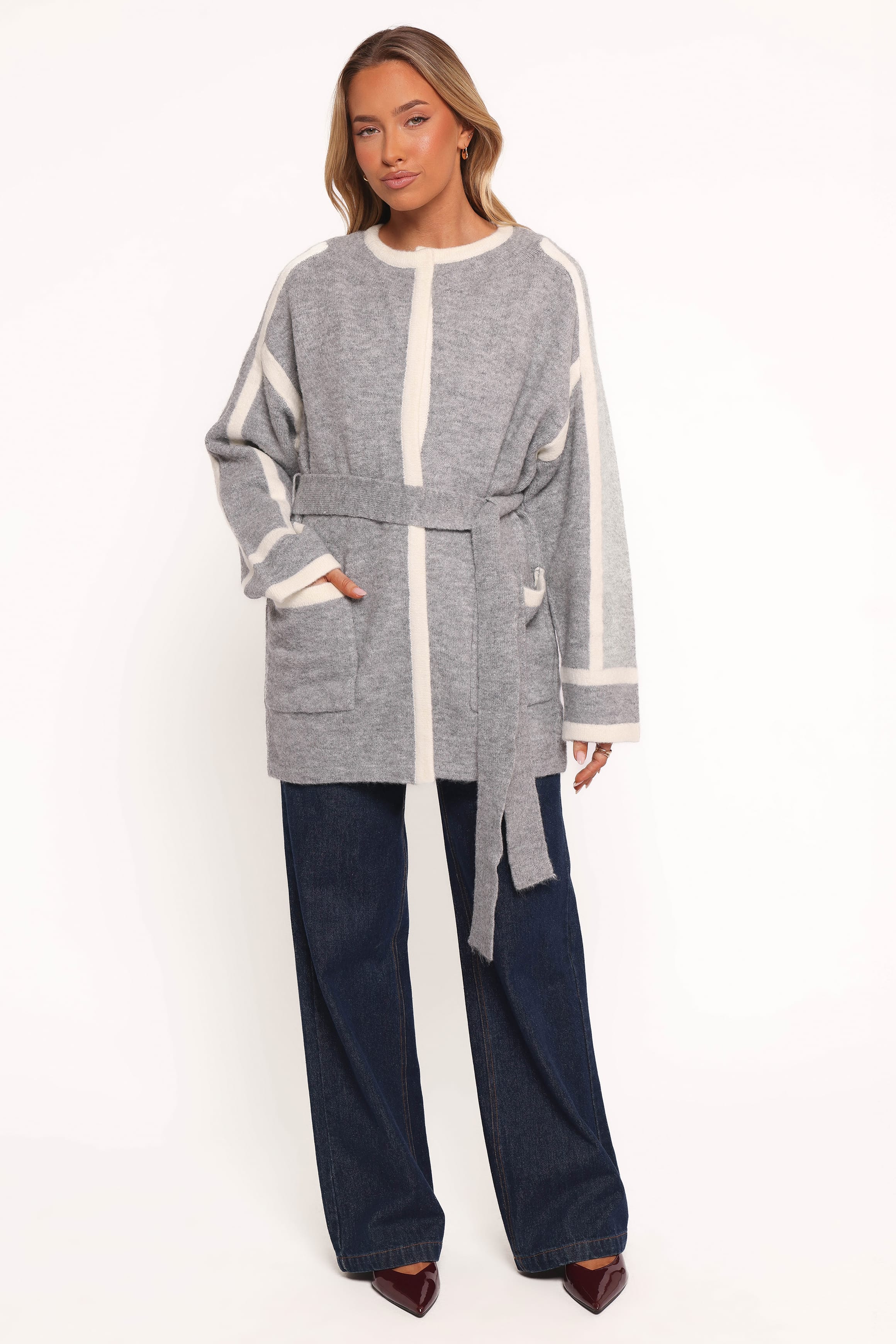 OUTERWEAR Maloney Tie Front Coatigan - Grey