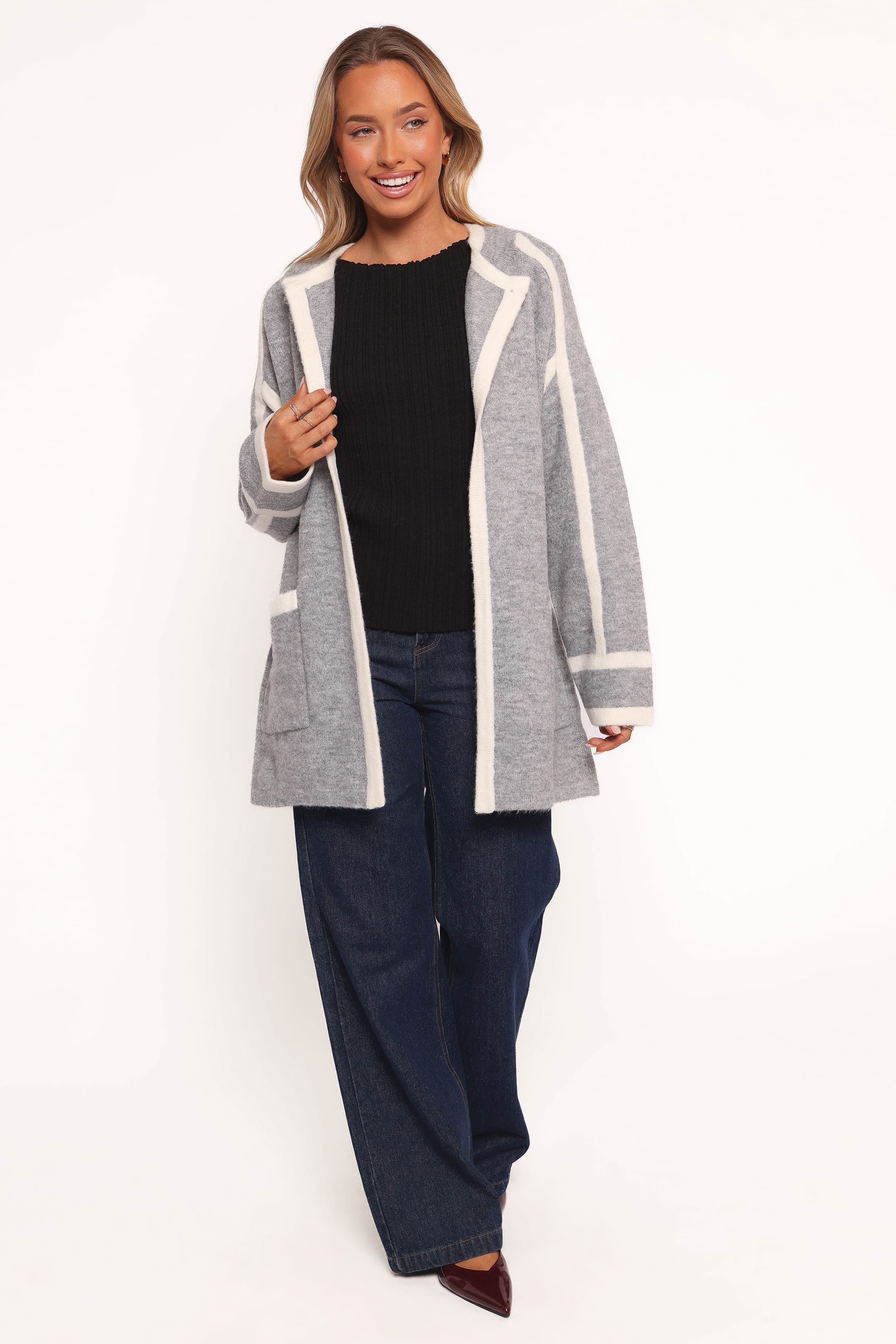 OUTERWEAR Maloney Tie Front Coatigan - Grey