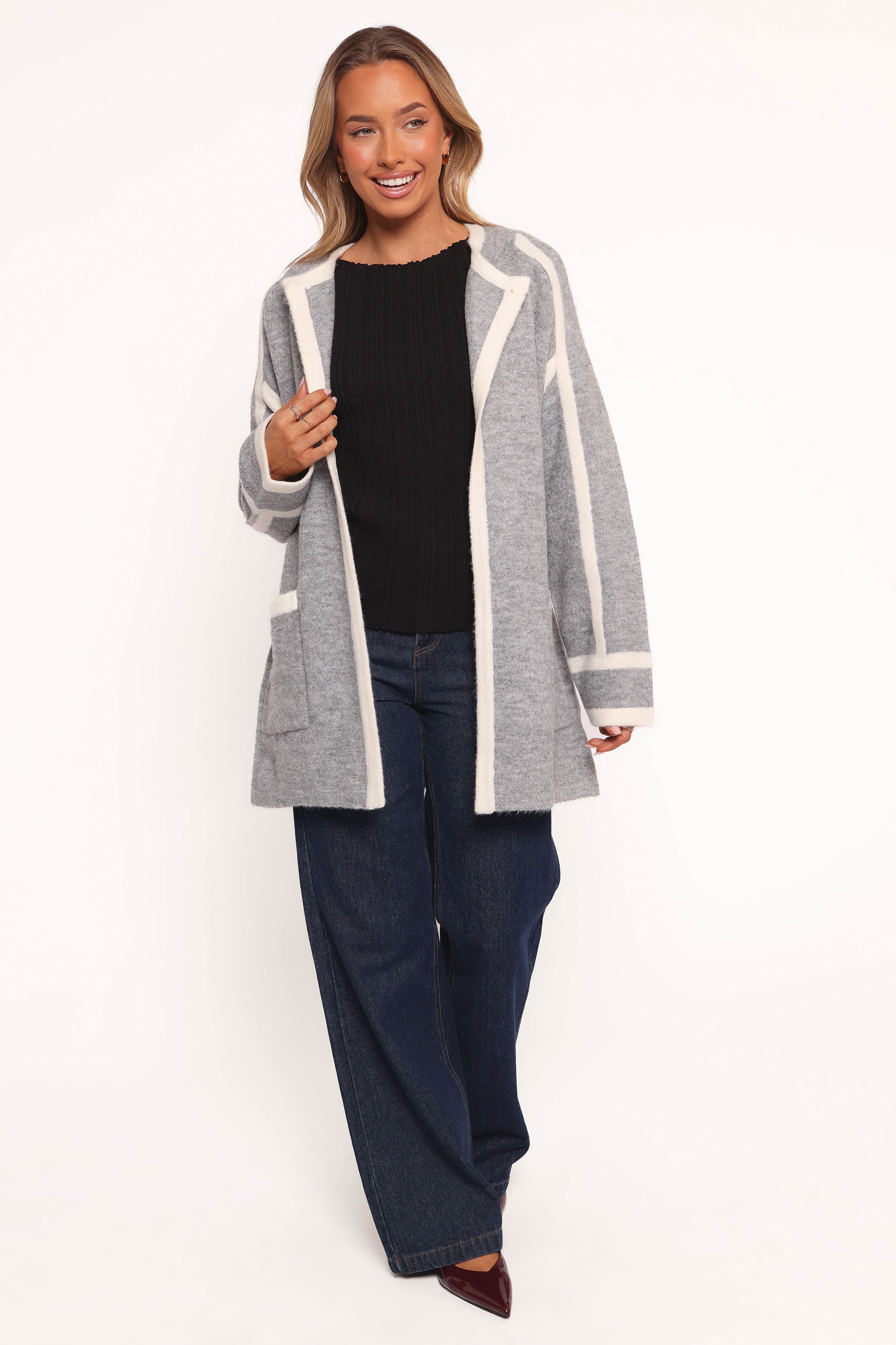 OUTERWEAR Maloney Tie Front Coatigan - Grey