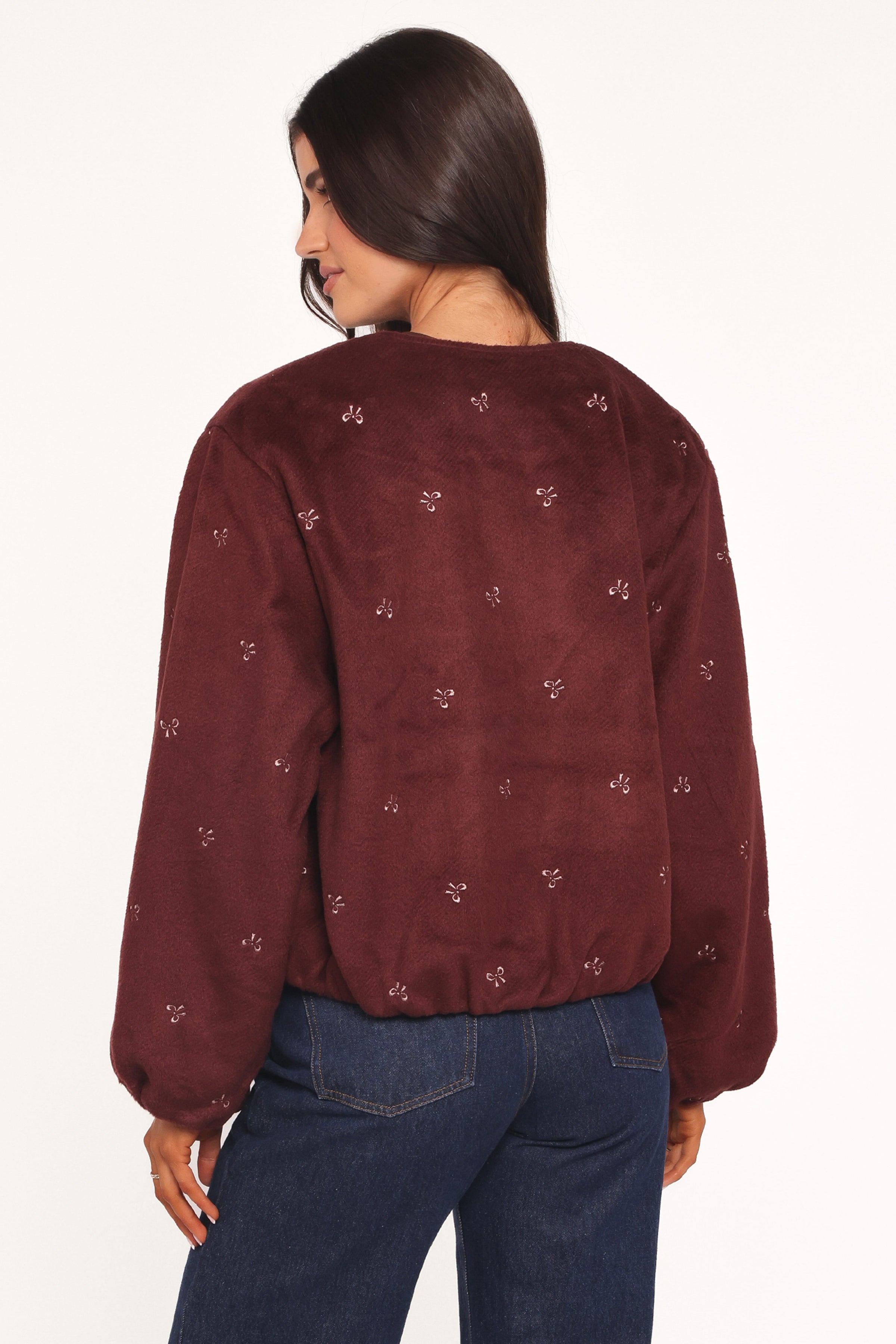 OUTERWEAR Marla Cropped Bomber - Cherry