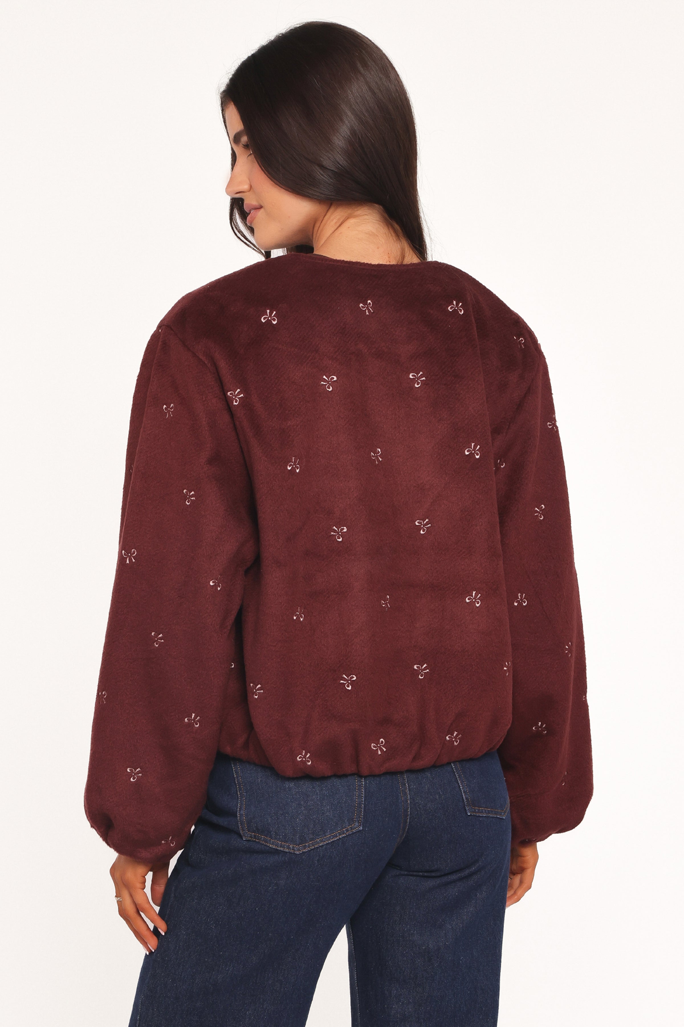 OUTERWEAR Marla Cropped Bomber - Cherry