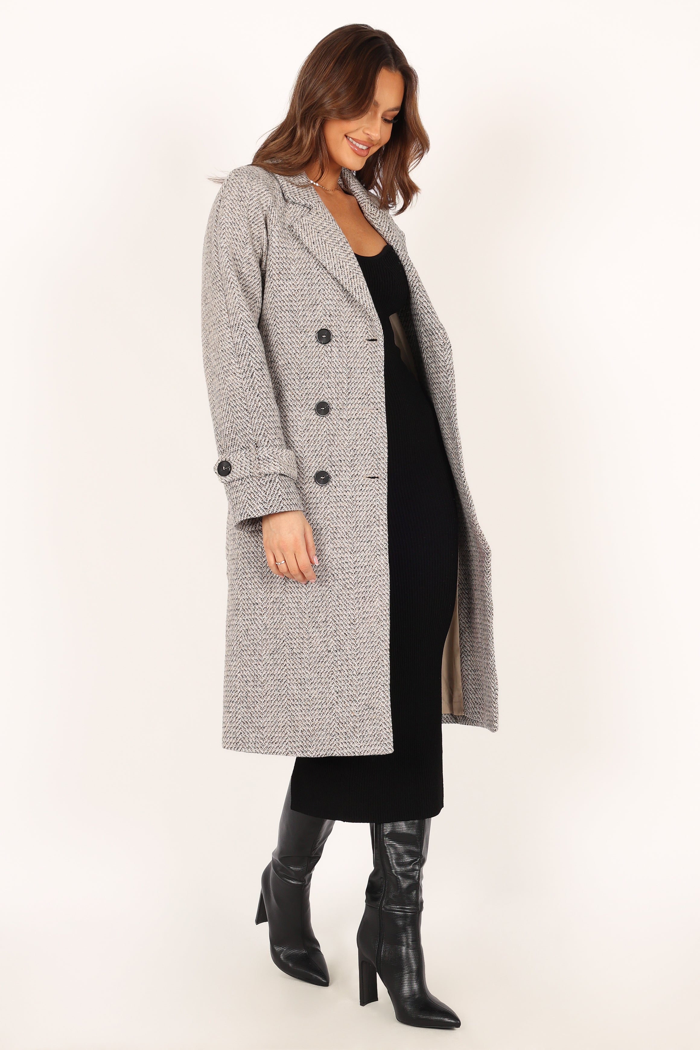 Outerwear @Matilda Tweed Coat - Grey