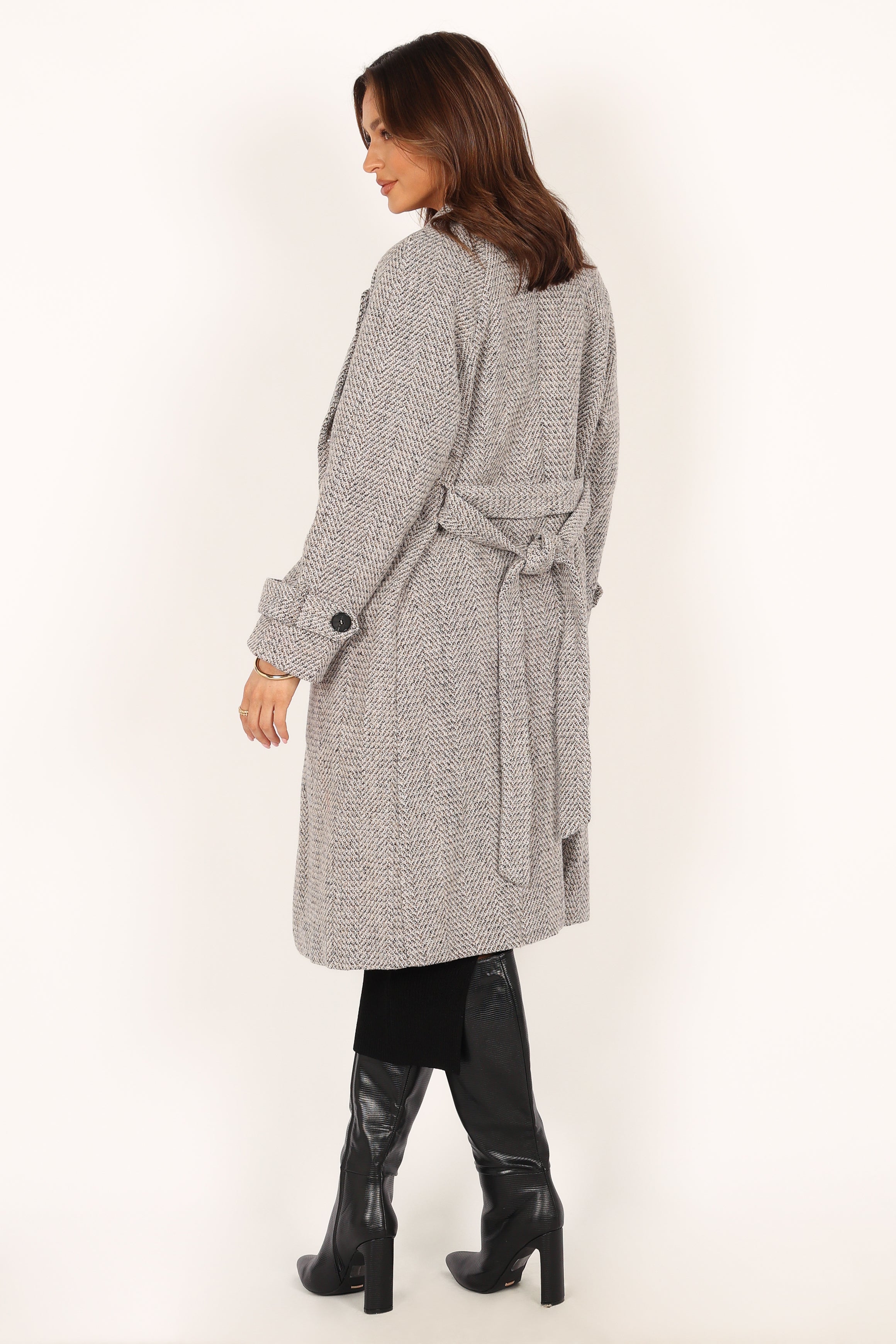Outerwear @Matilda Tweed Coat - Grey