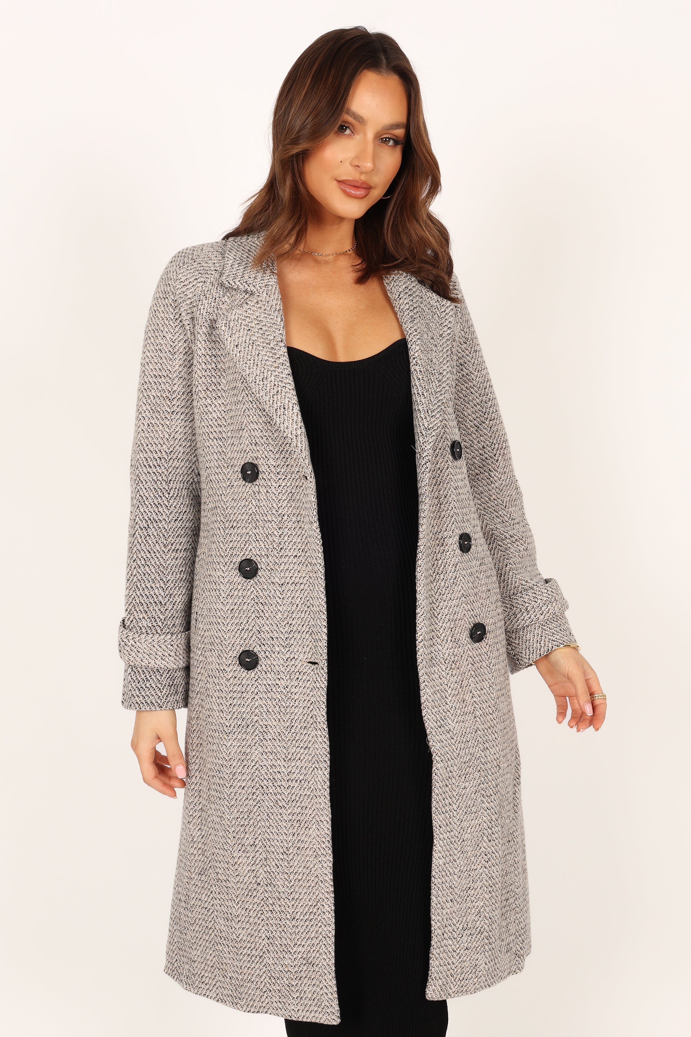 Outerwear @Matilda Tweed Coat - Grey