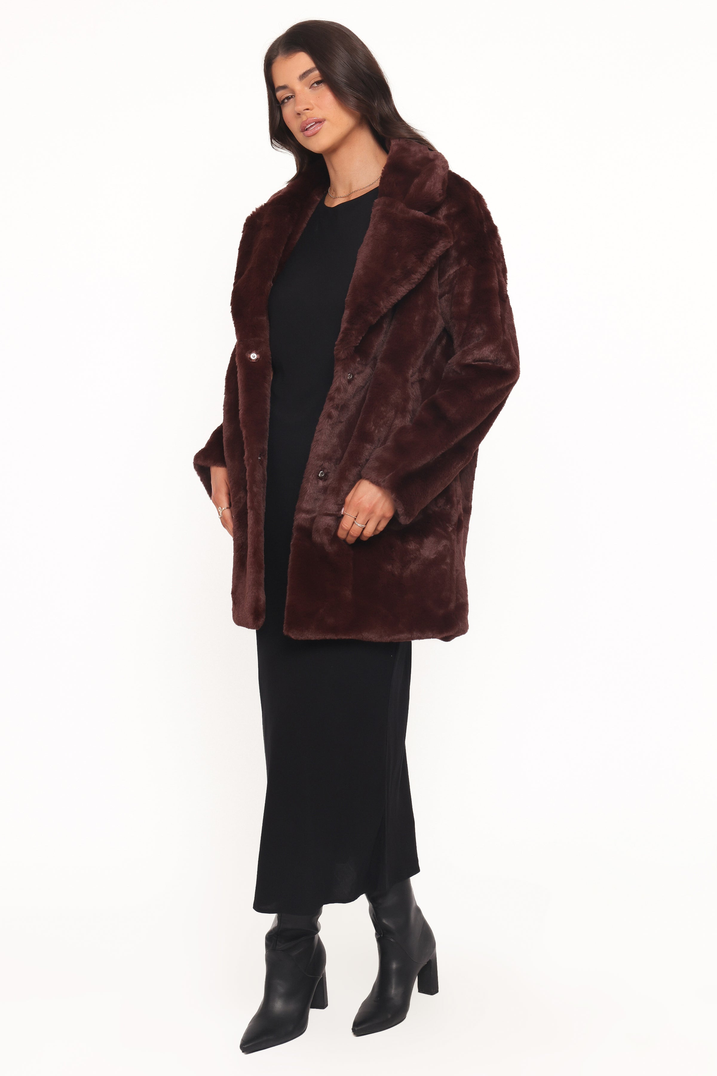 OUTERWEAR Meeka Faux Fur Jacket - Burgundy