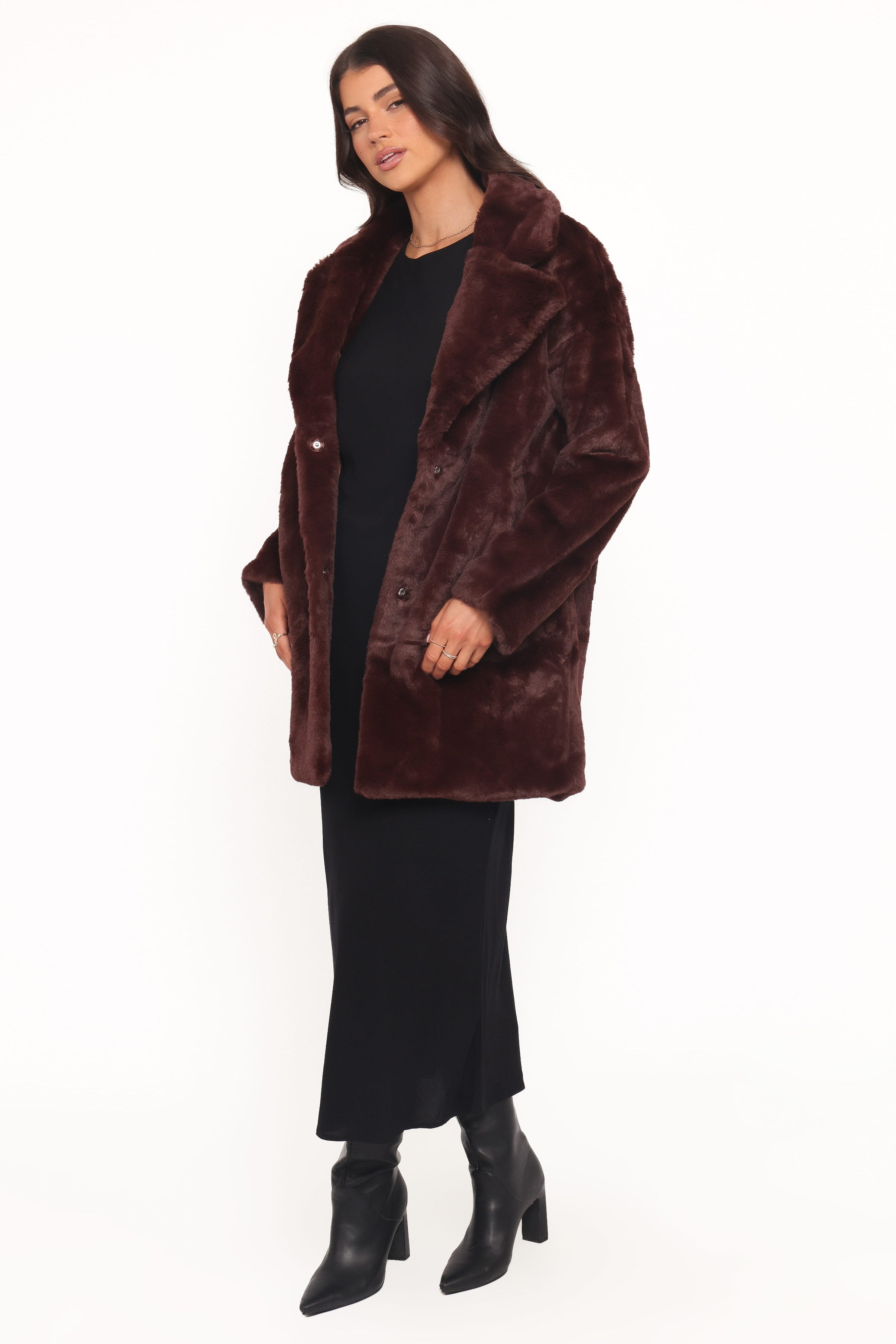 OUTERWEAR Meeka Faux Fur Jacket - Burgundy