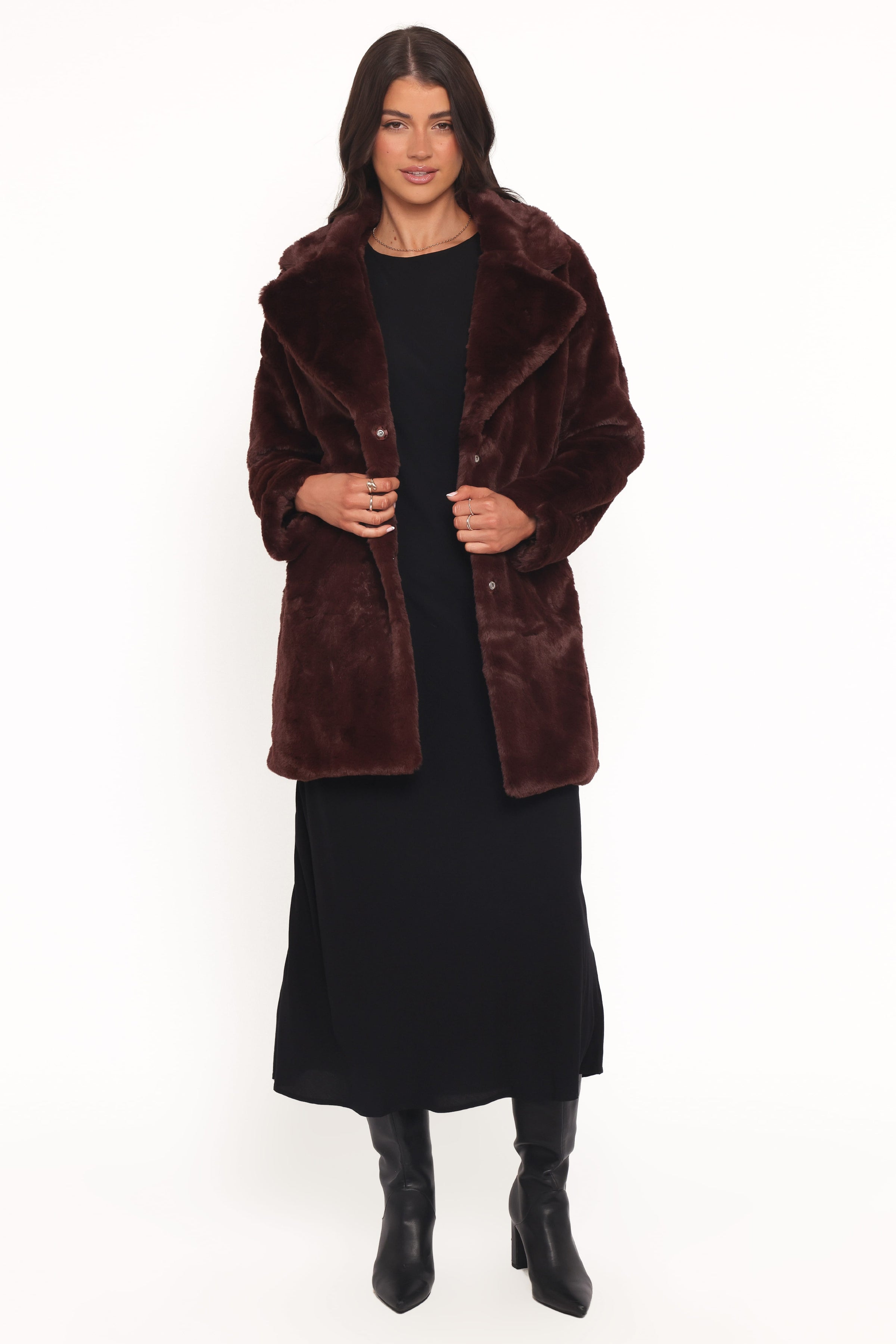 OUTERWEAR Meeka Faux Fur Jacket - Burgundy