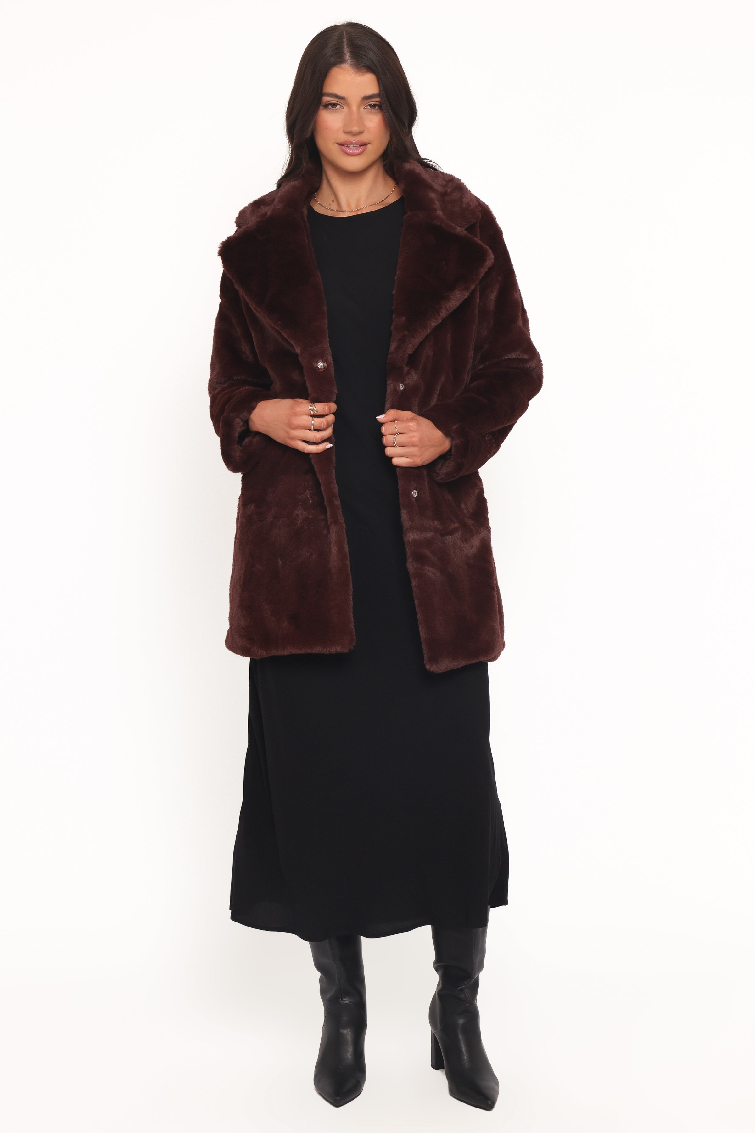 OUTERWEAR Meeka Faux Fur Jacket - Burgundy