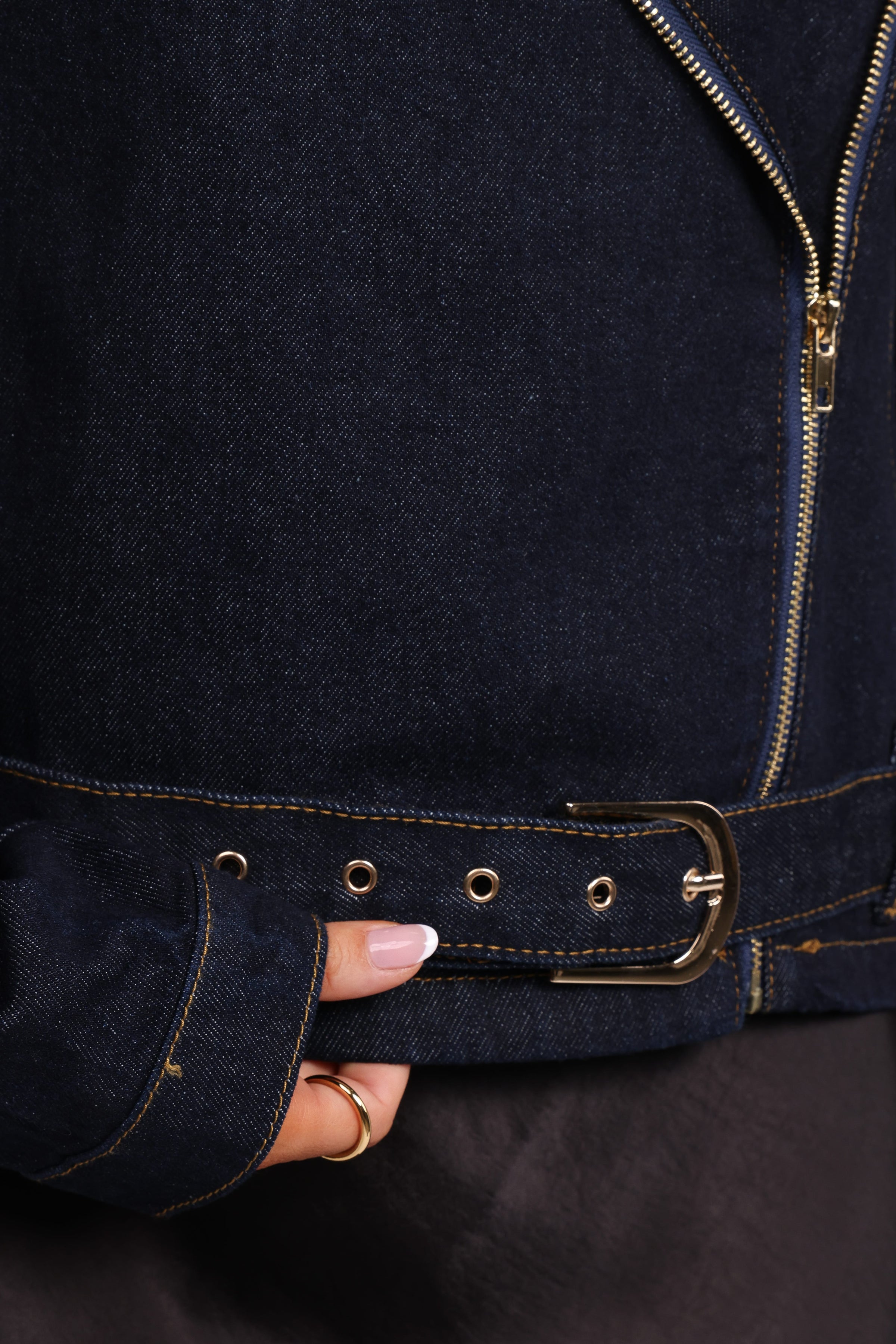 OUTERWEAR Mira Denim Moto Jacket - Dark Indigo
