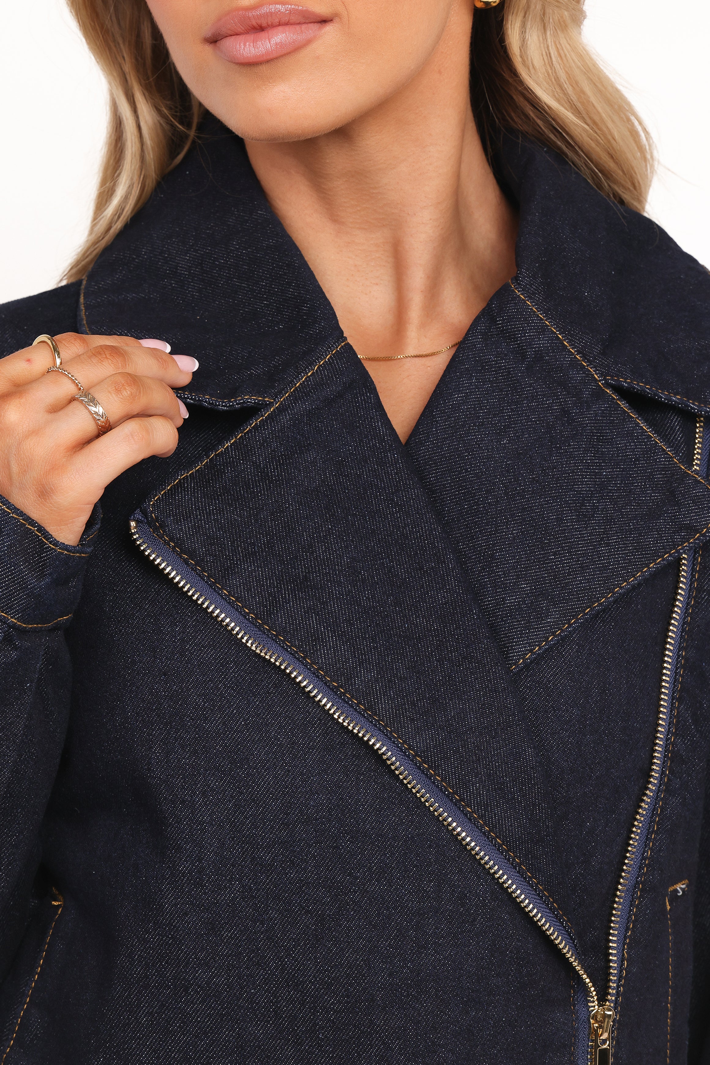 OUTERWEAR Mira Denim Moto Jacket - Dark Indigo