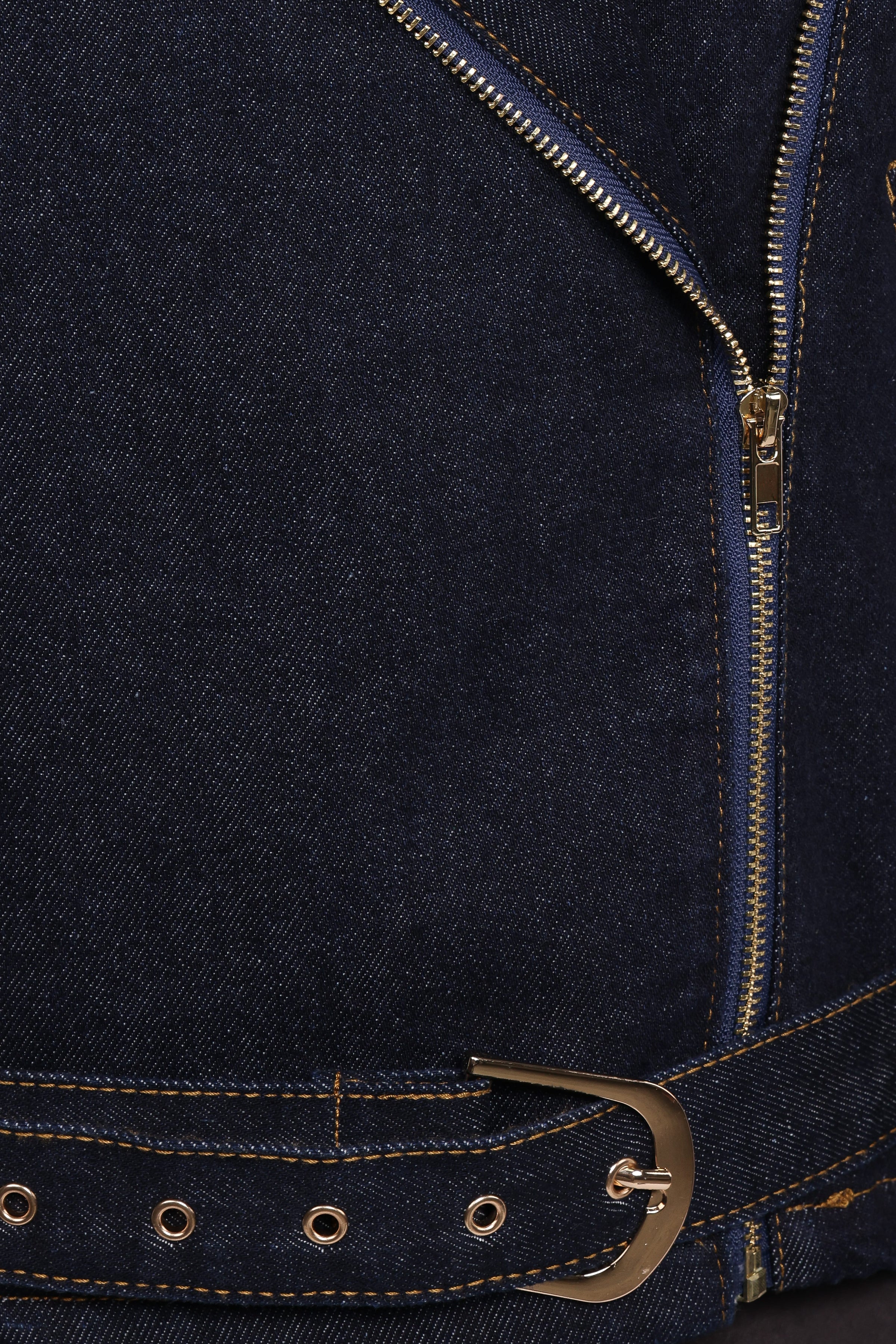 OUTERWEAR Mira Denim Moto Jacket - Dark Indigo