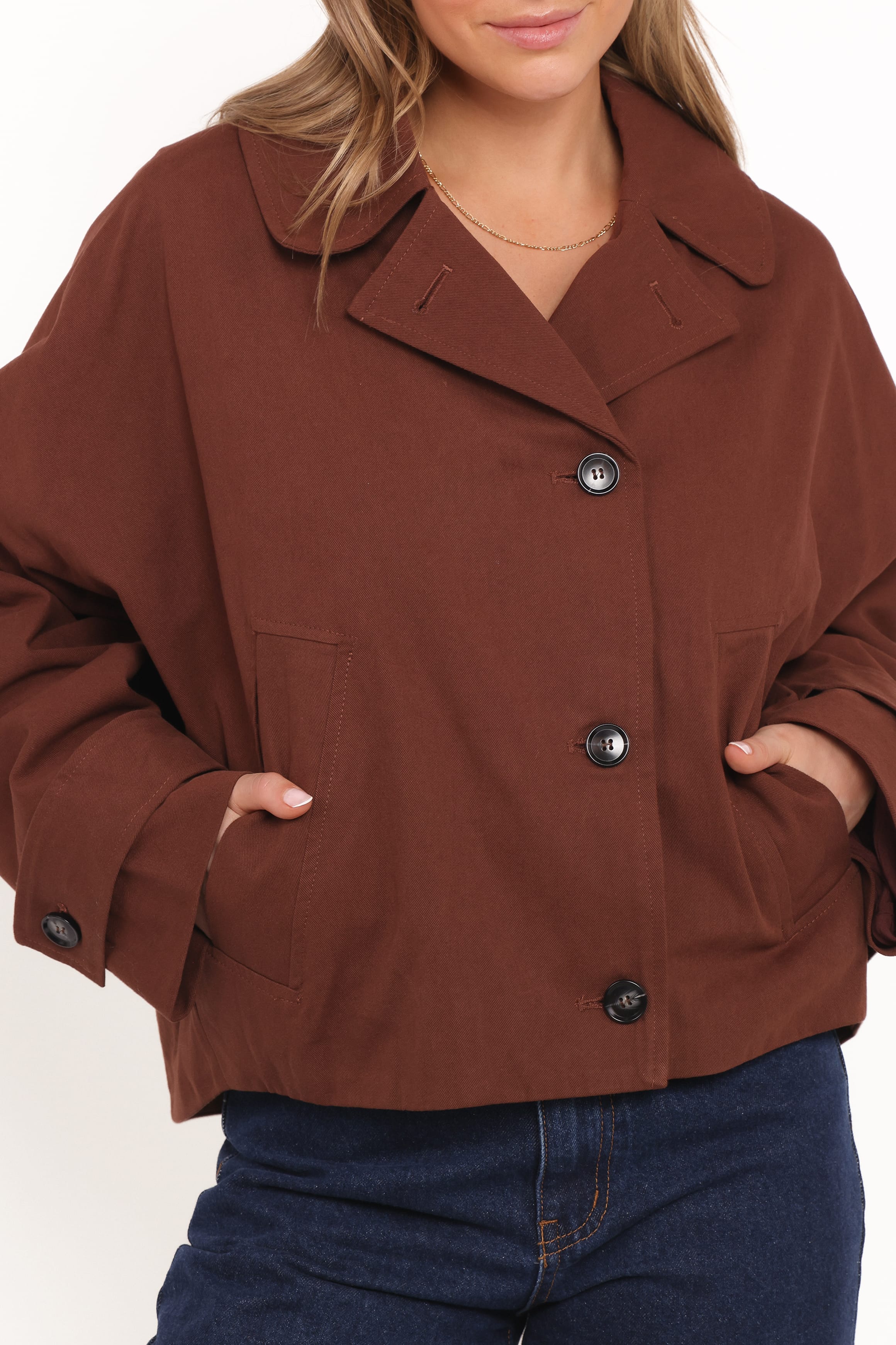OUTERWEAR Notion Cropped Trench - Espresso
