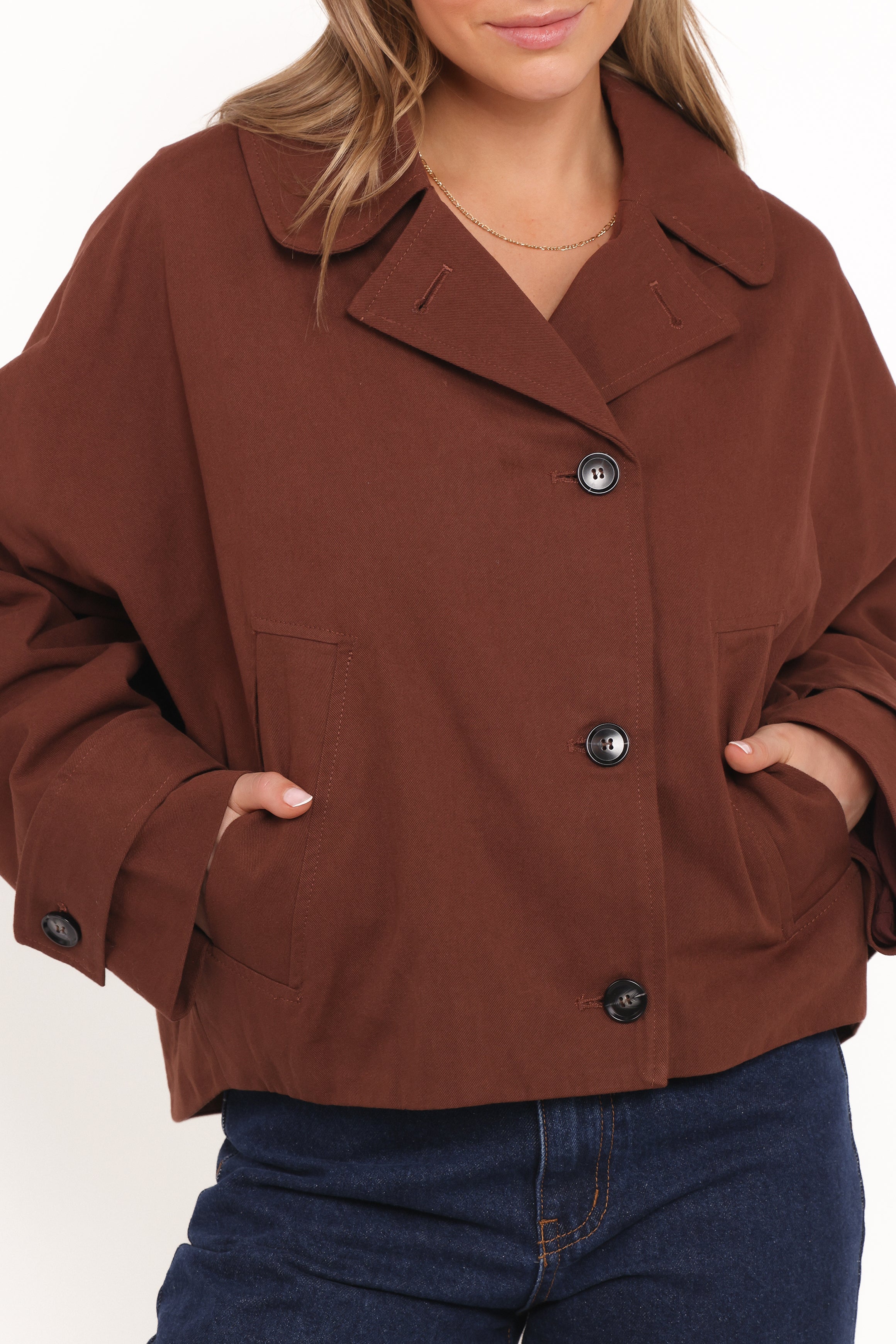 OUTERWEAR Notion Cropped Trench - Espresso