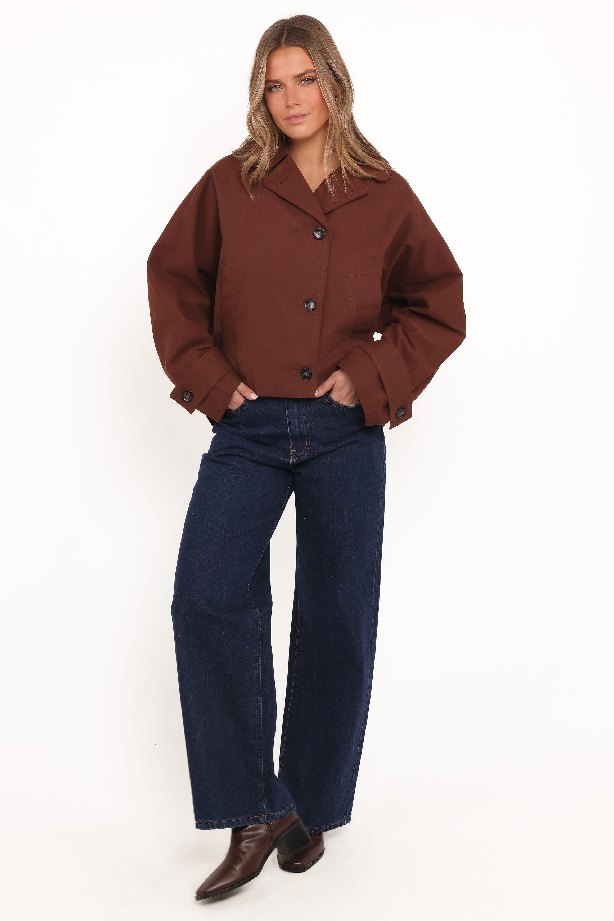 OUTERWEAR Notion Cropped Trench - Espresso