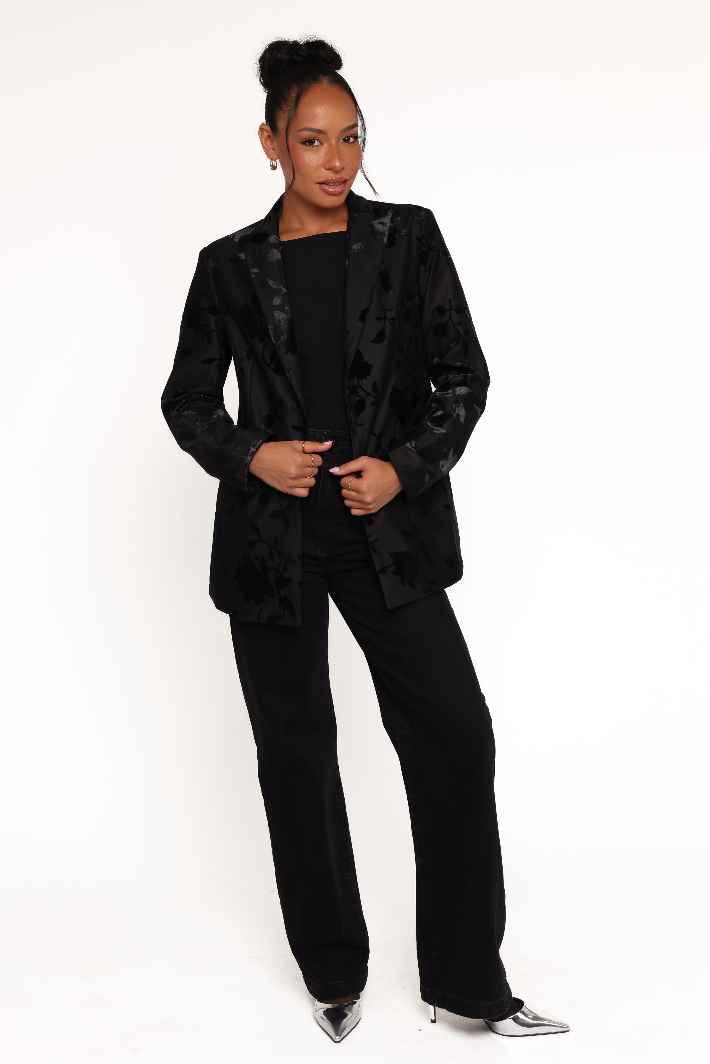 OUTERWEAR Ollie Burnout Blazer - Black Velvet