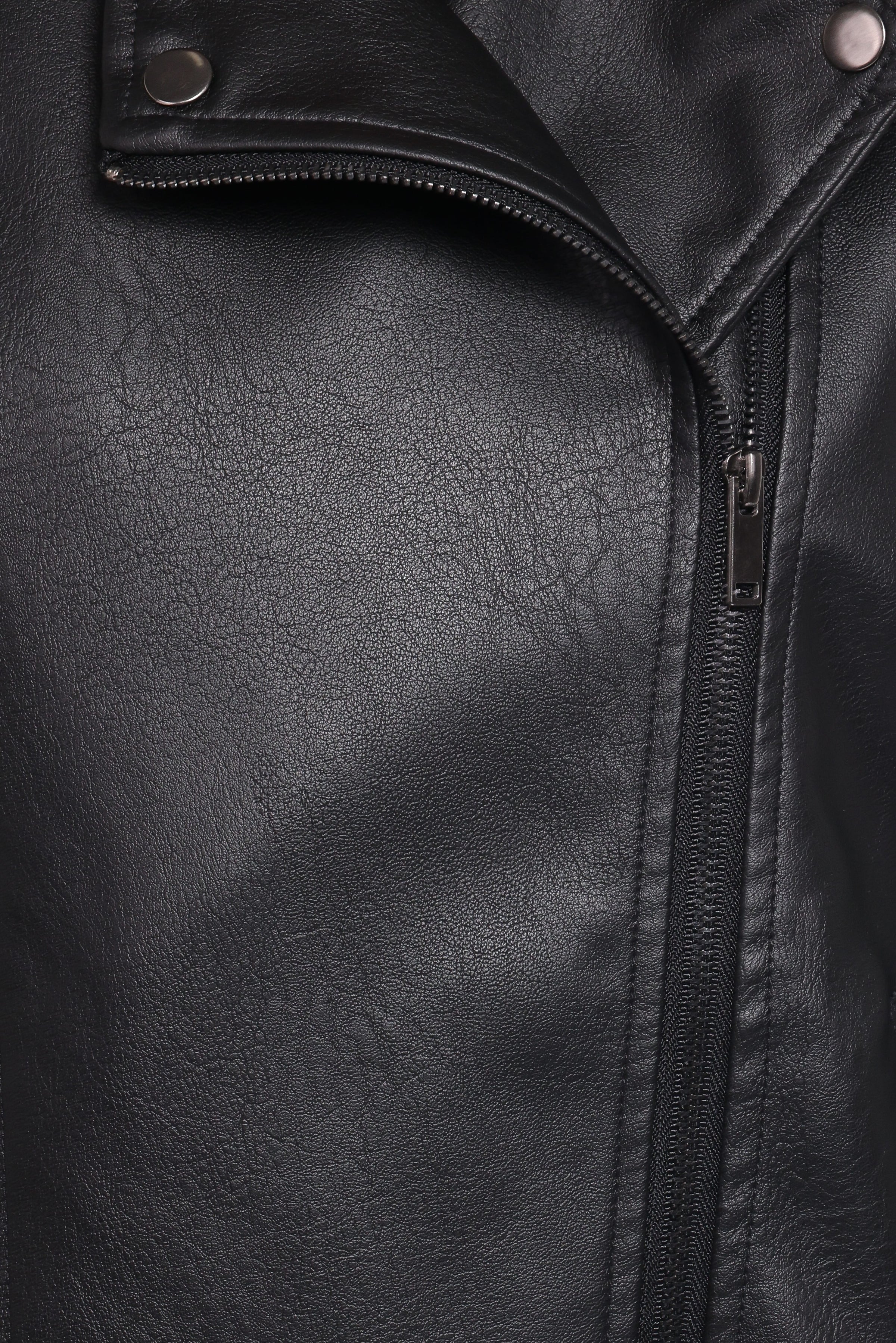 OUTERWEAR Parsons Oversized Faux Leather Moto Jacket - Black