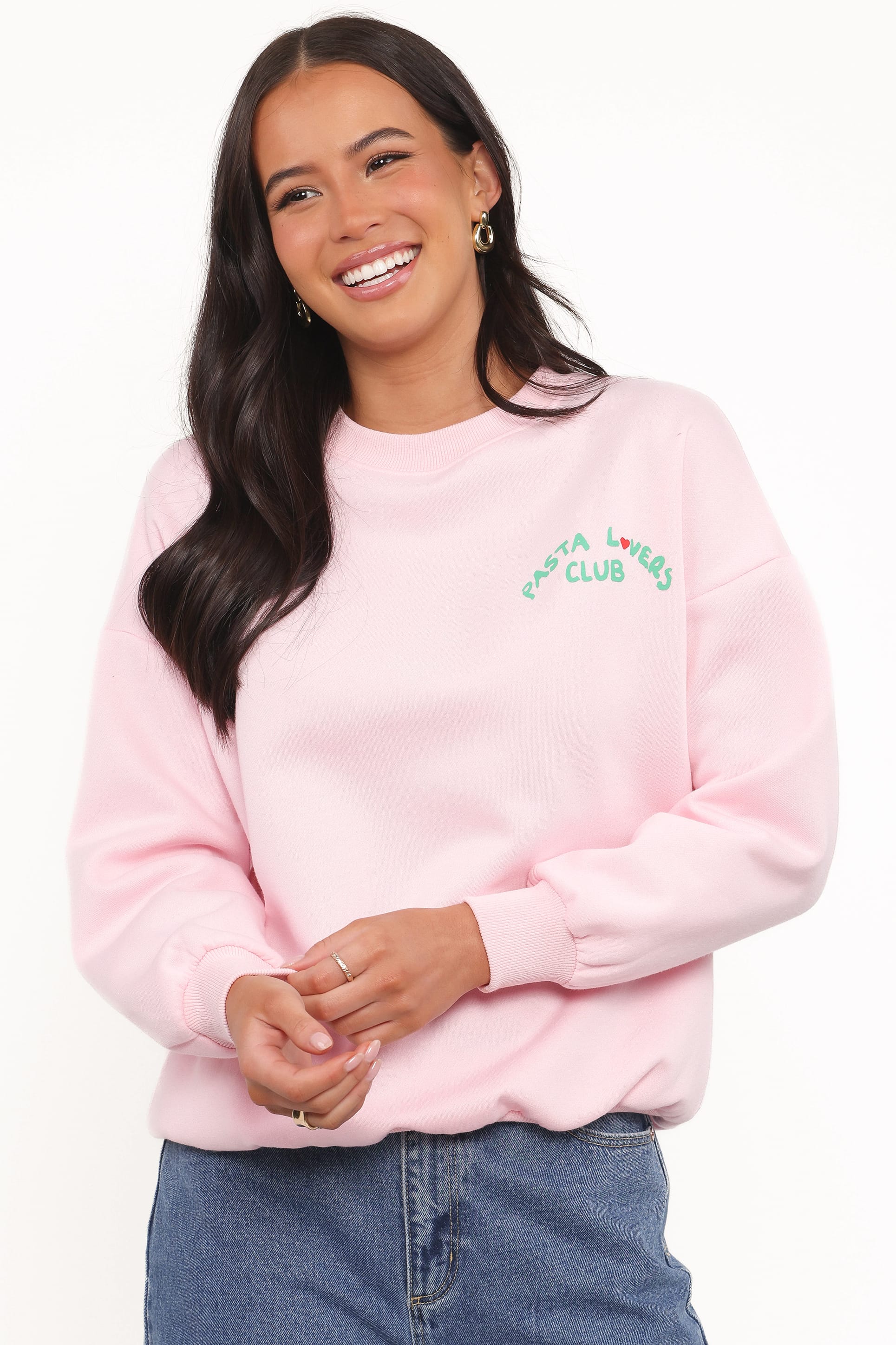 OUTERWEAR Pasta Lovers Club Graphic Sweater - Pink