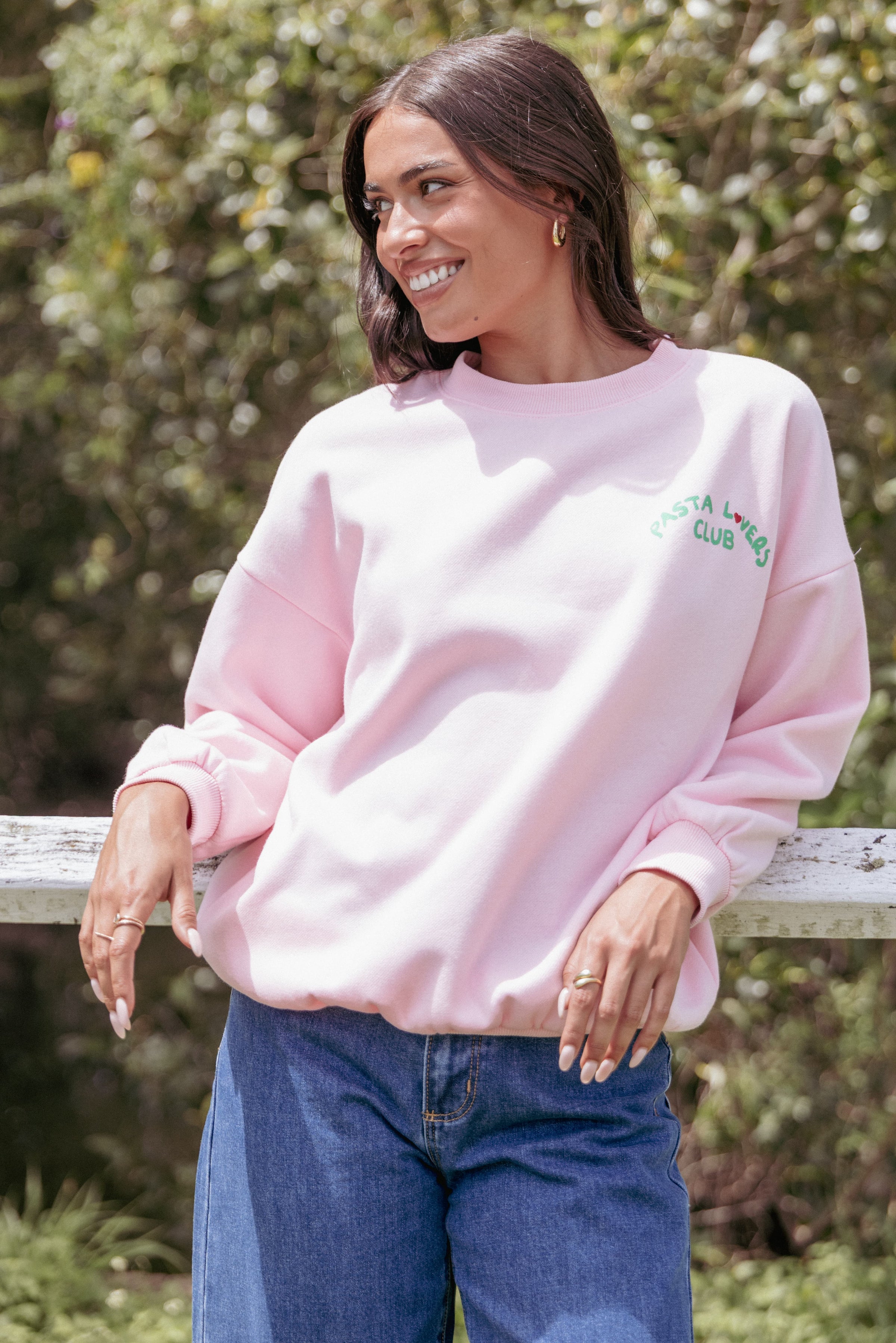 OUTERWEAR Pasta Lovers Club Graphic Sweater - Pink