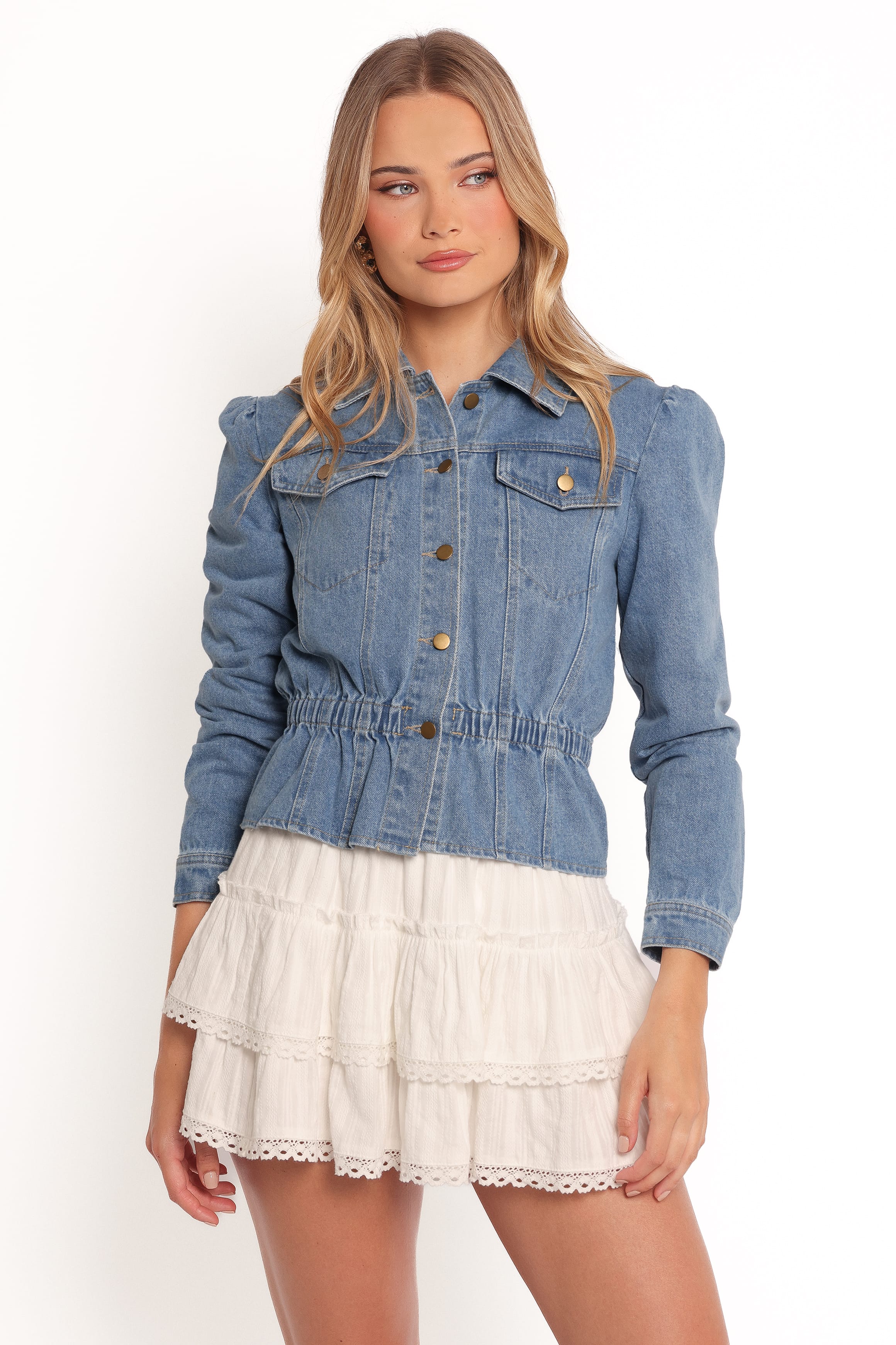 OUTERWEAR Raine Peplum Denim Jacket - Denim