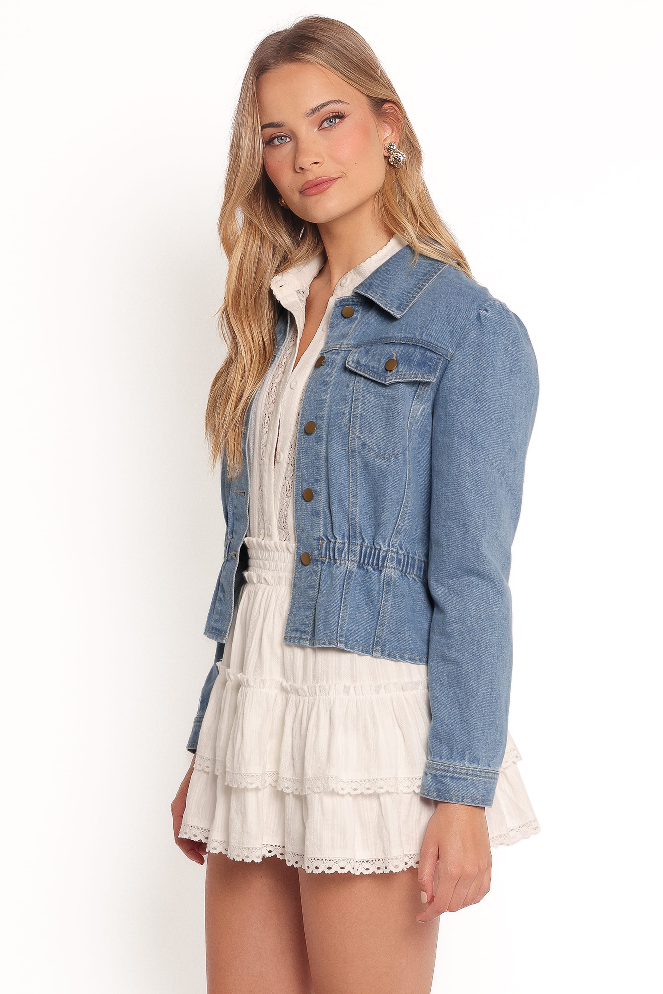 OUTERWEAR Raine Peplum Denim Jacket - Denim
