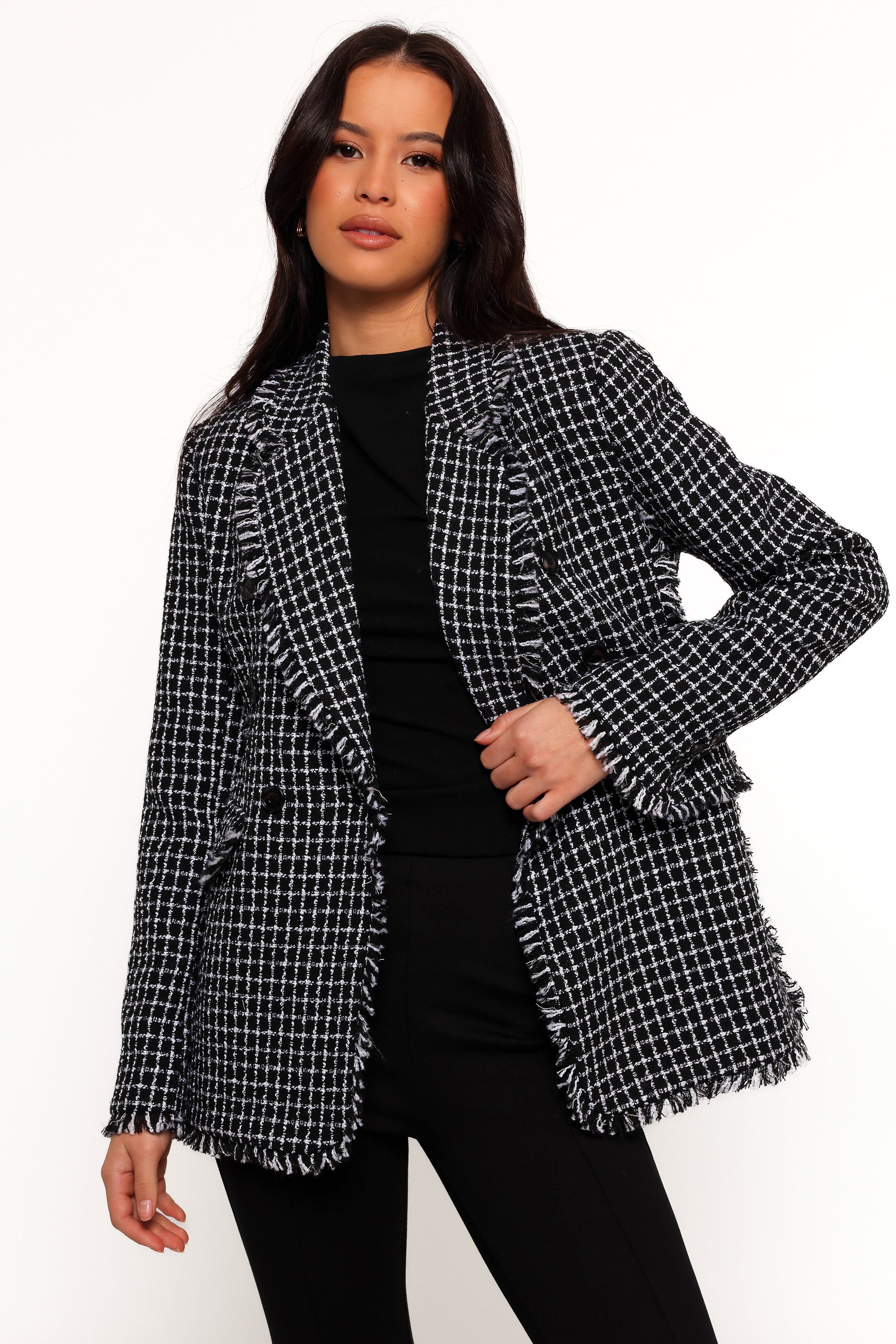 OUTERWEAR Rocco Hem Blazer - Black/White