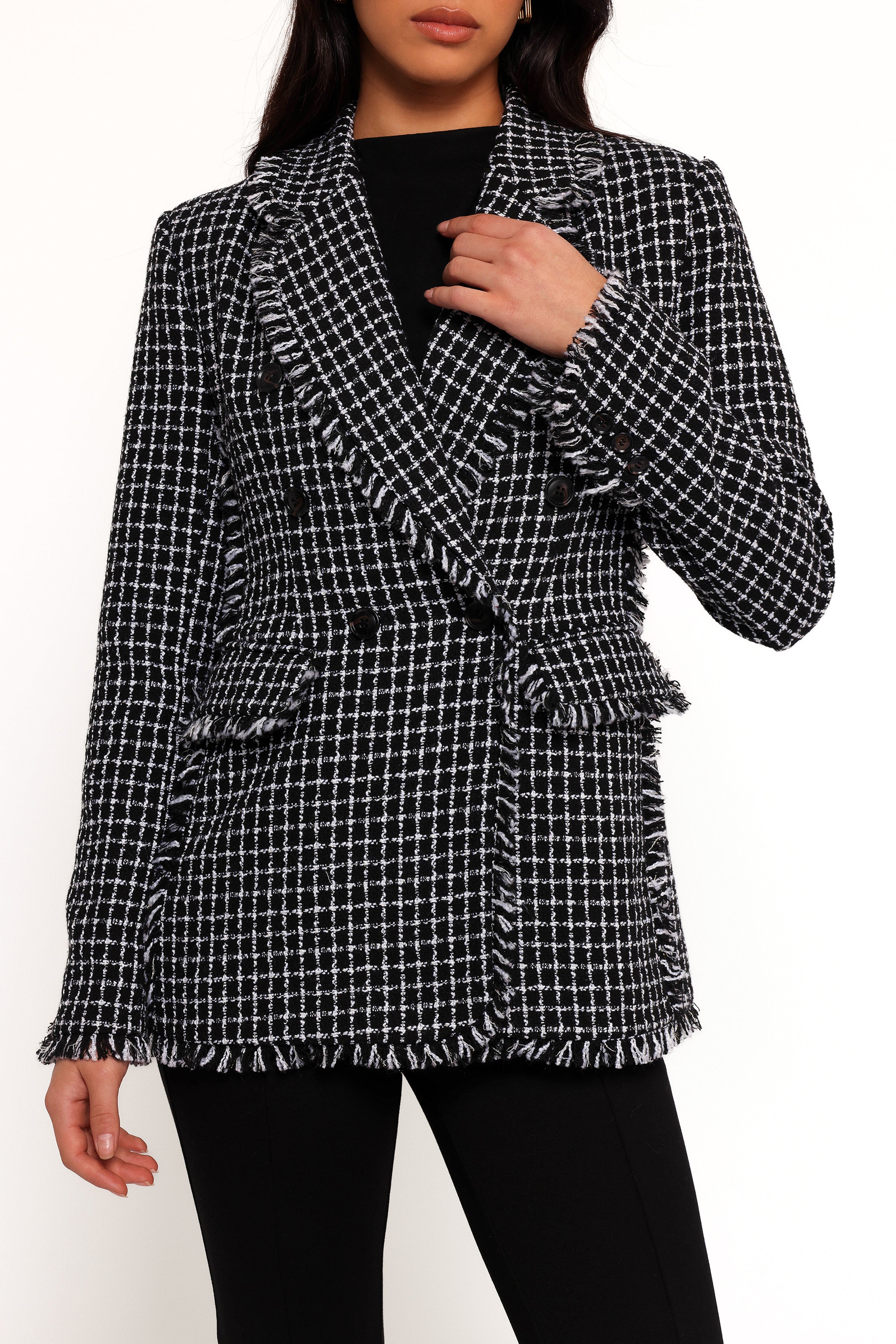 OUTERWEAR Rocco Hem Blazer - Black/White