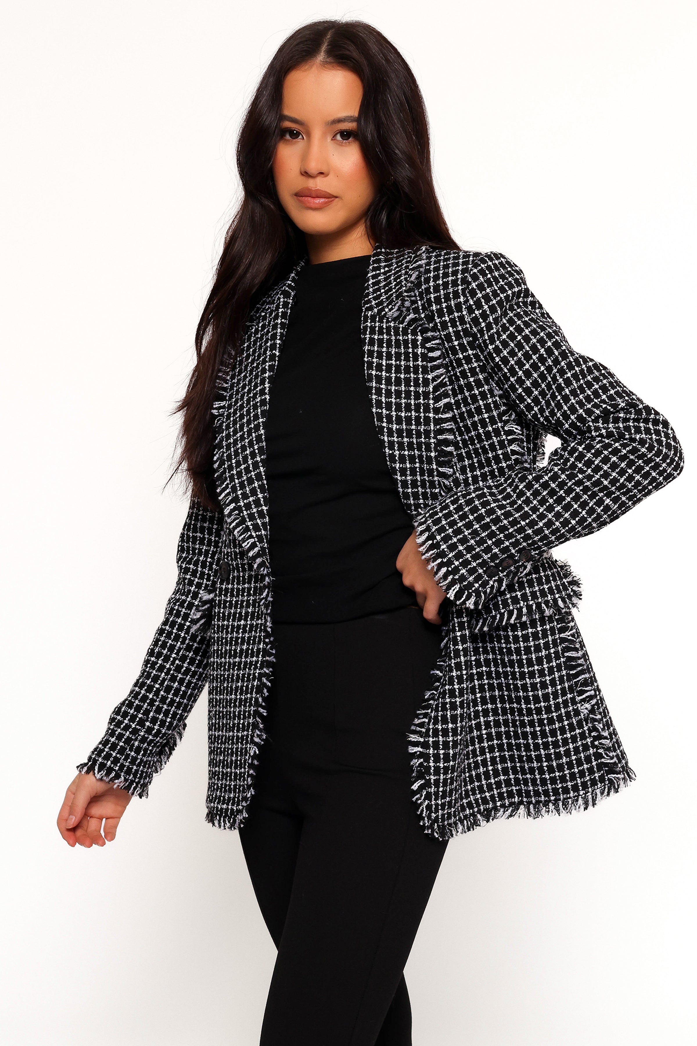 OUTERWEAR Rocco Hem Blazer - Black/White